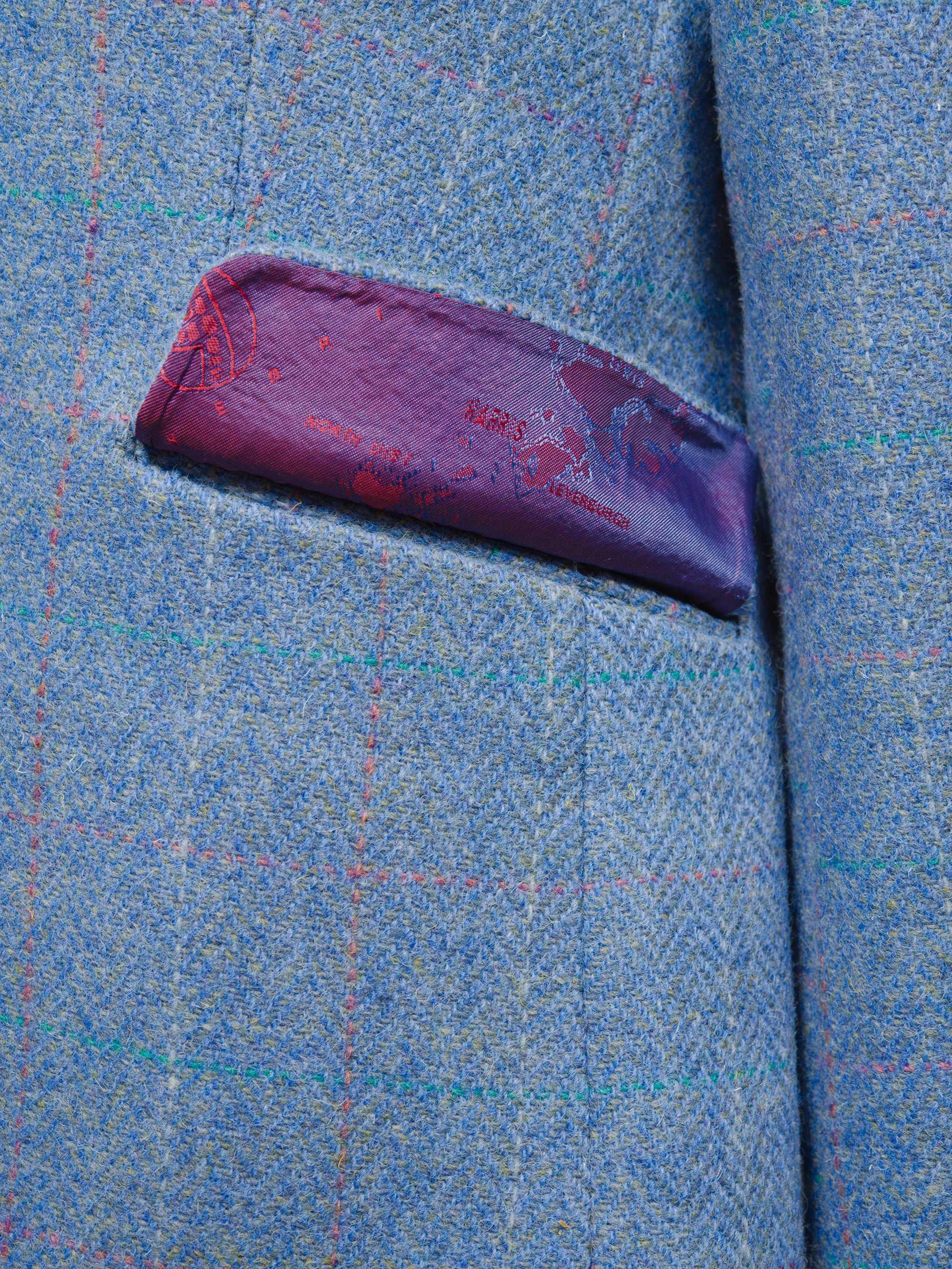 Harris Tweed Ladies Fitted Jacket - Sky Windowpane - Image 6