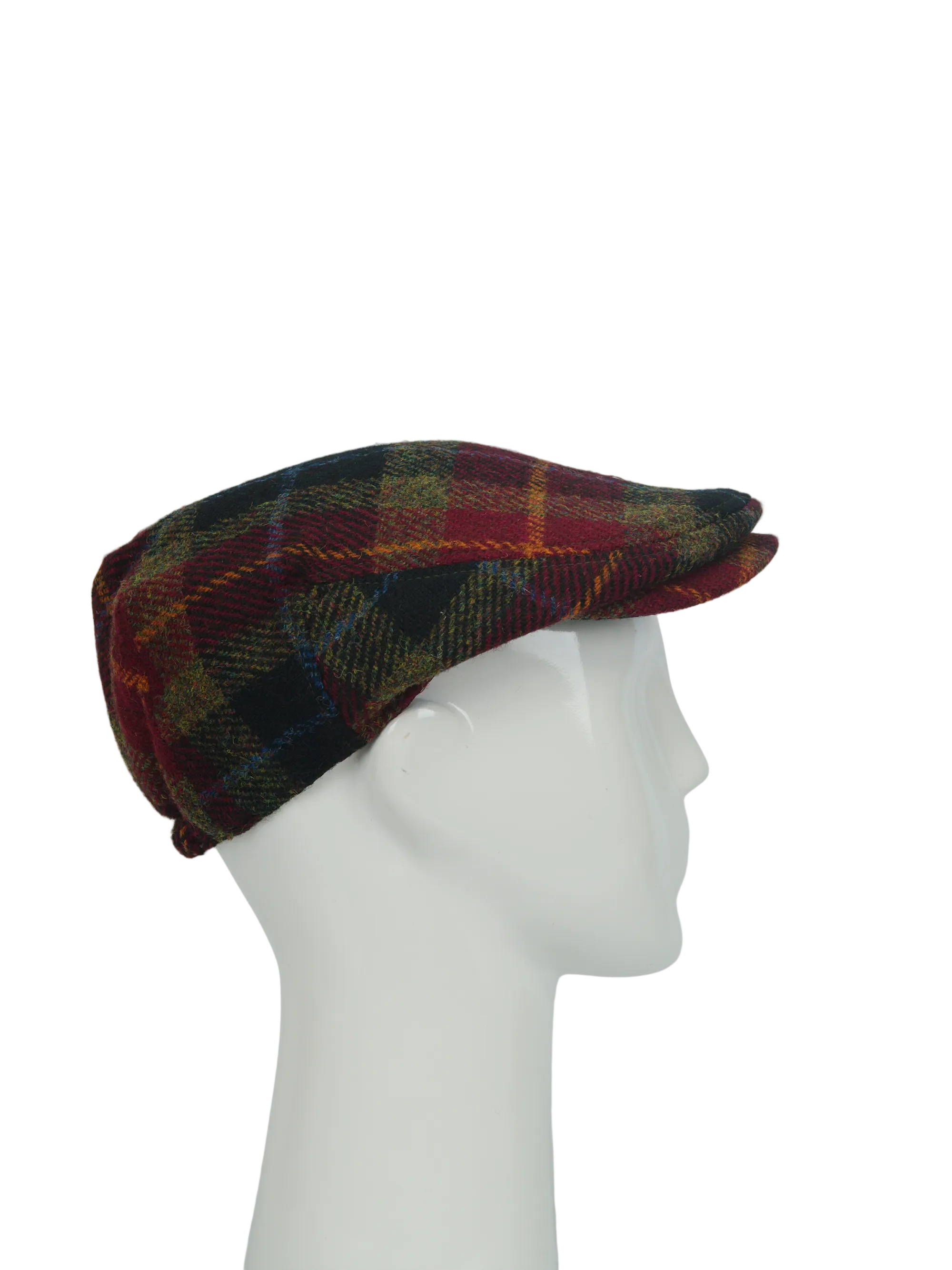 Harris Tweed Ladies Flat Cap Green/Rust Check (HH)