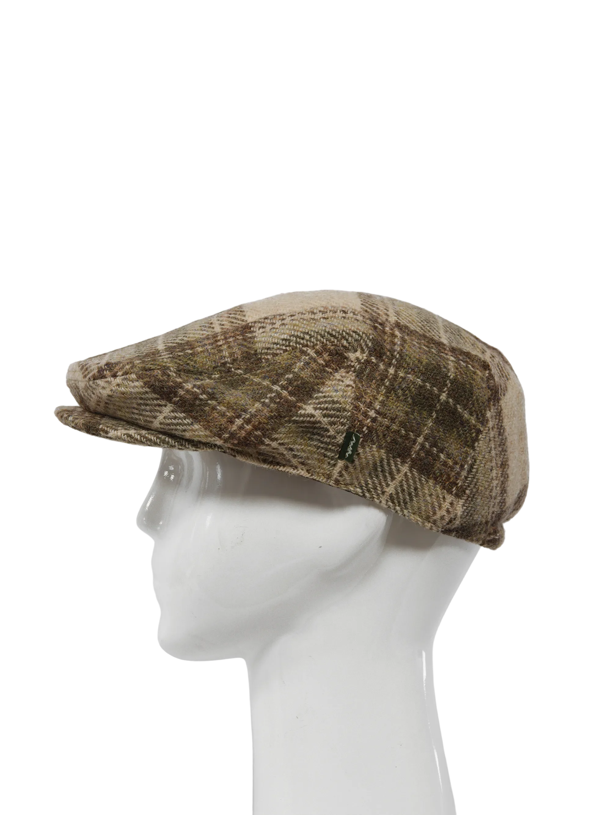 Harris Tweed Ladies Flat Cap - Oatmeal Check (HH) - Image 2