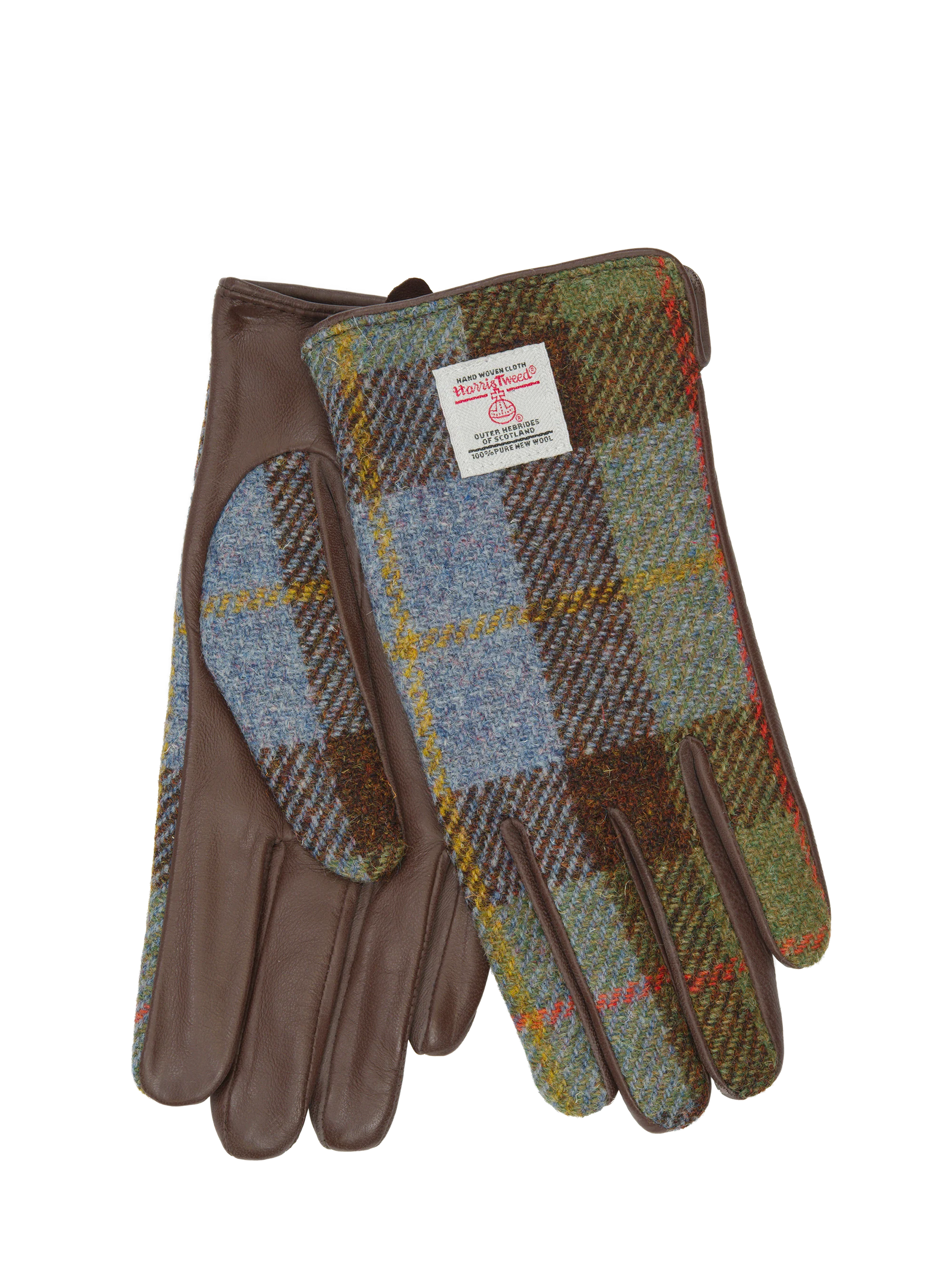 Harris Tweed Ladies Gloves - A017 (Brown Leather) (ISL)