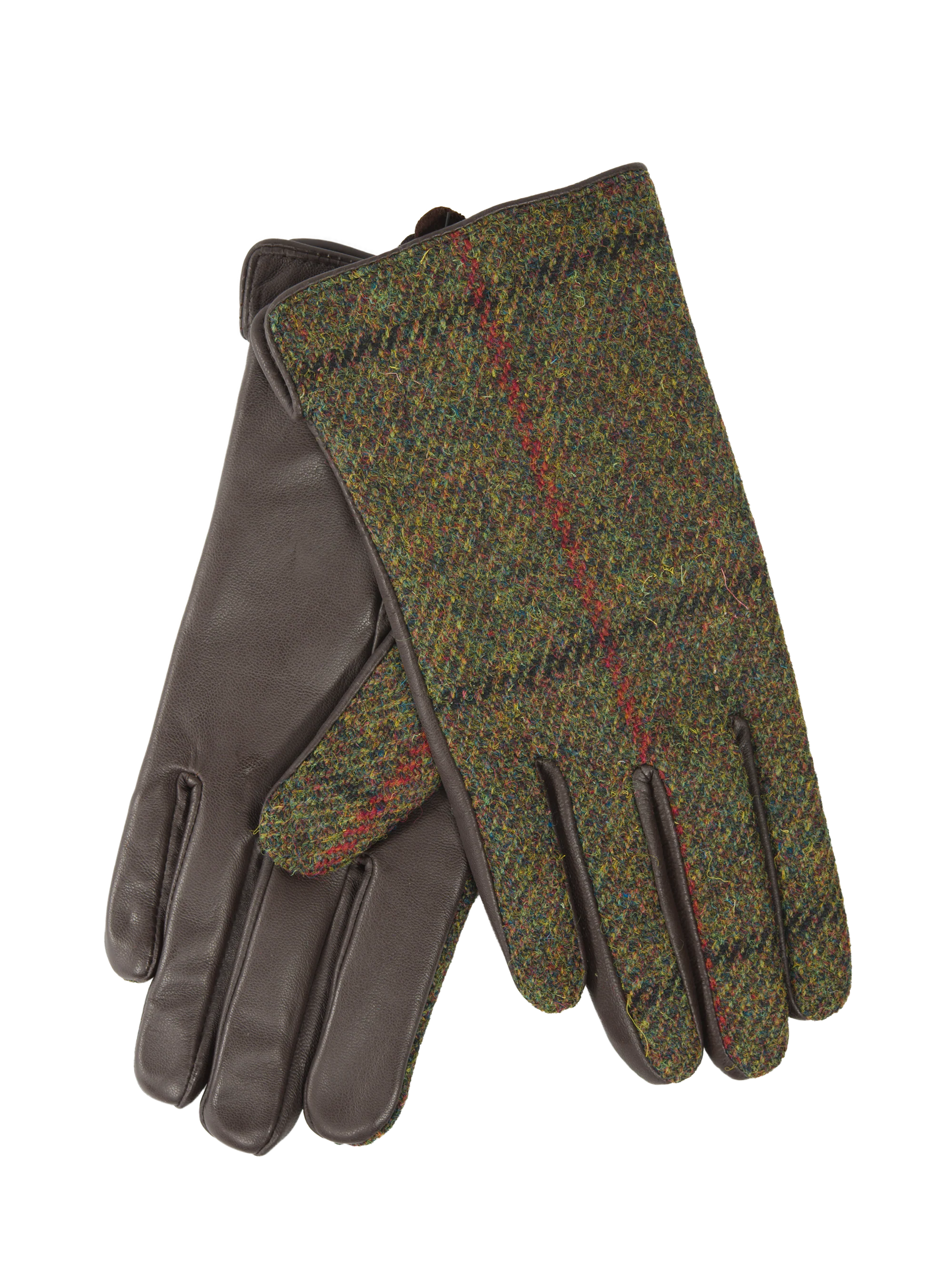 Harris Tweed Ladies Gloves - Green Check (HH)