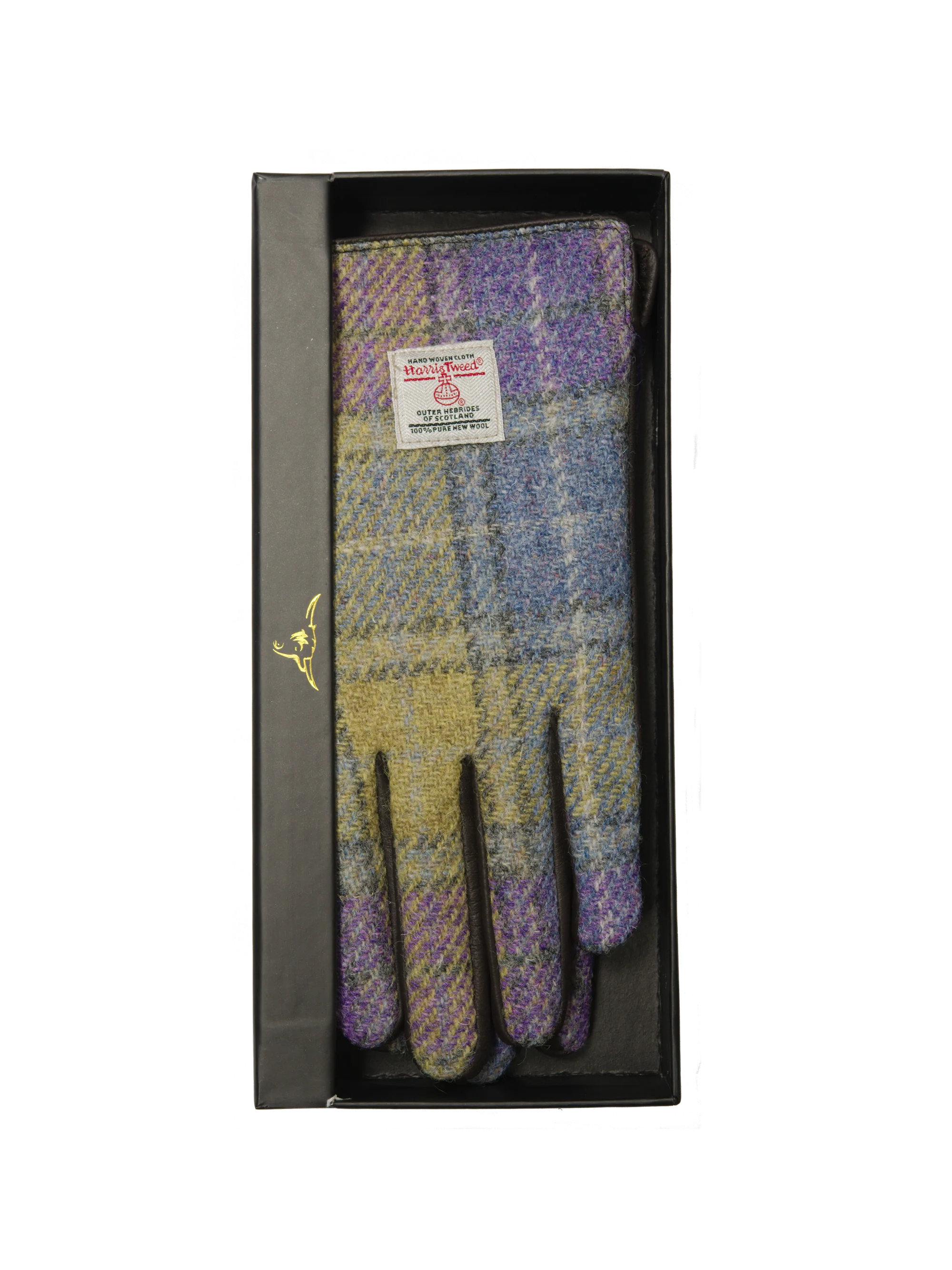 Harris Tweed Ladies Gloves - Muted Lilac/Green Check (GA) - Image 3