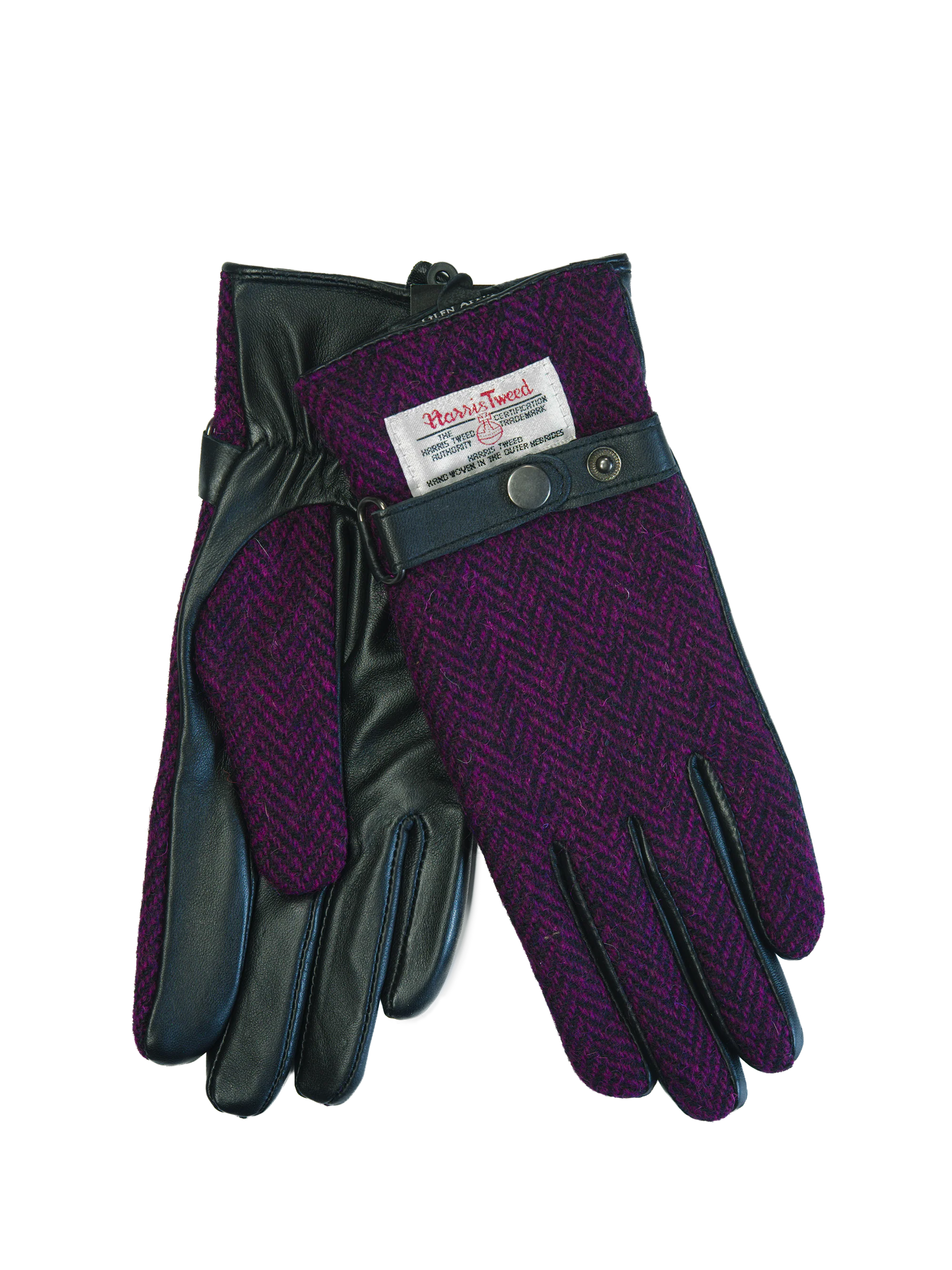 Harris Tweed Ladies Gloves - Purple/Black Herringbone (GA)