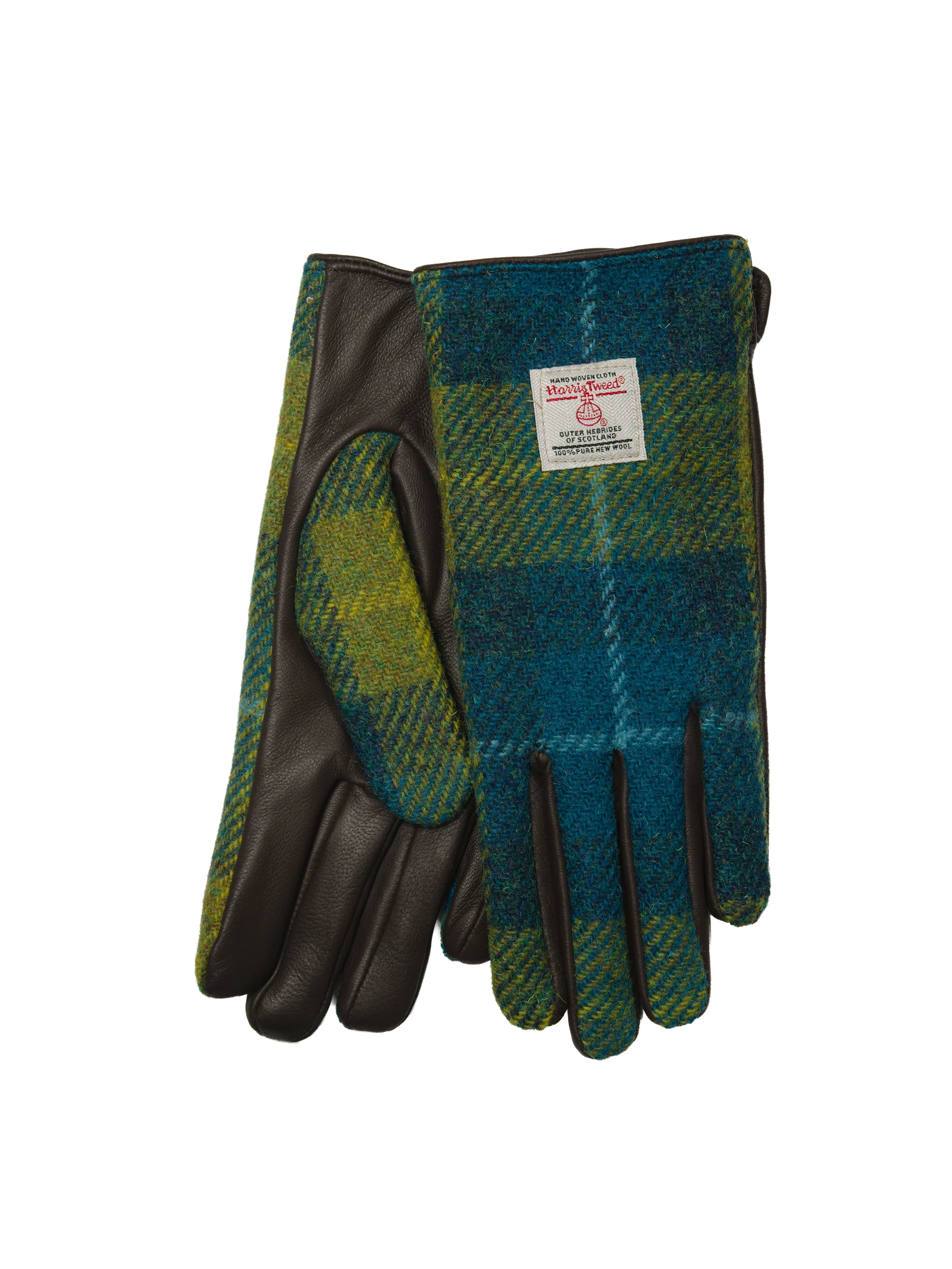 Harris Tweed Ladies Gloves - Sea Blue/Green Check (GA)
