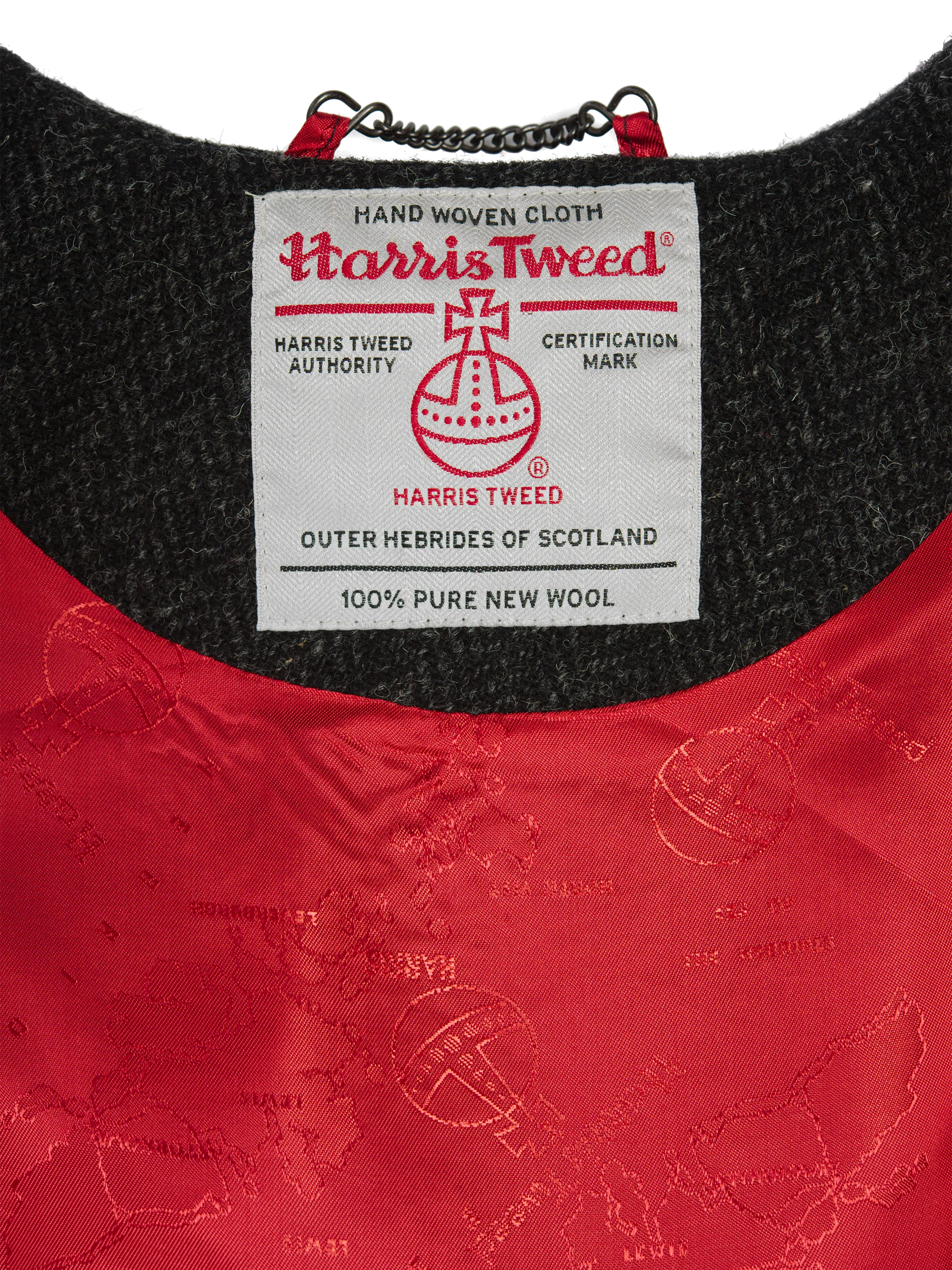 Harris Tweed Ladies Hooded Cape - Dark Charcoal Herringbone - Image 7