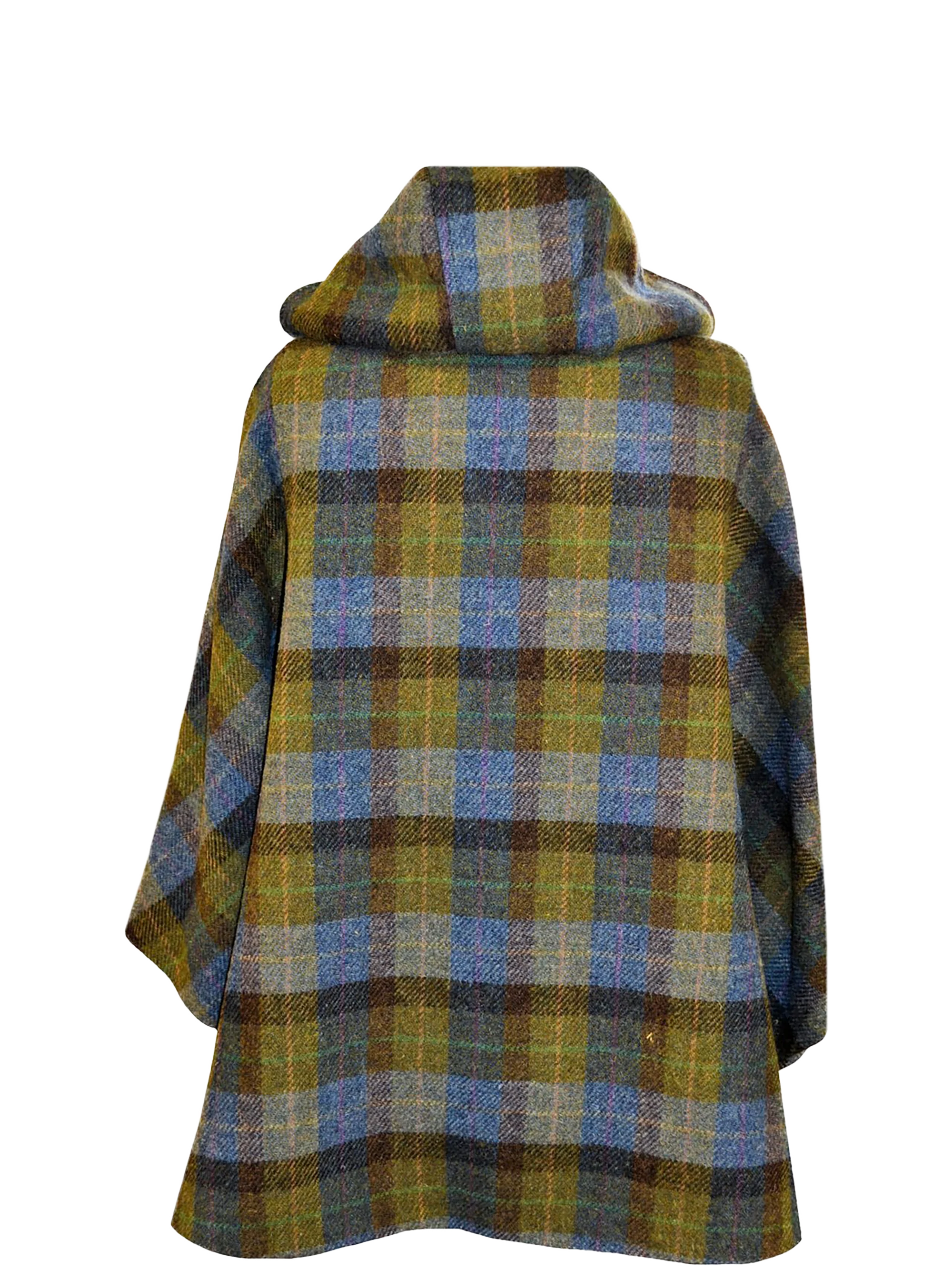 Harris Tweed Ladies Hooded Cape - Denim Sage - Image 3