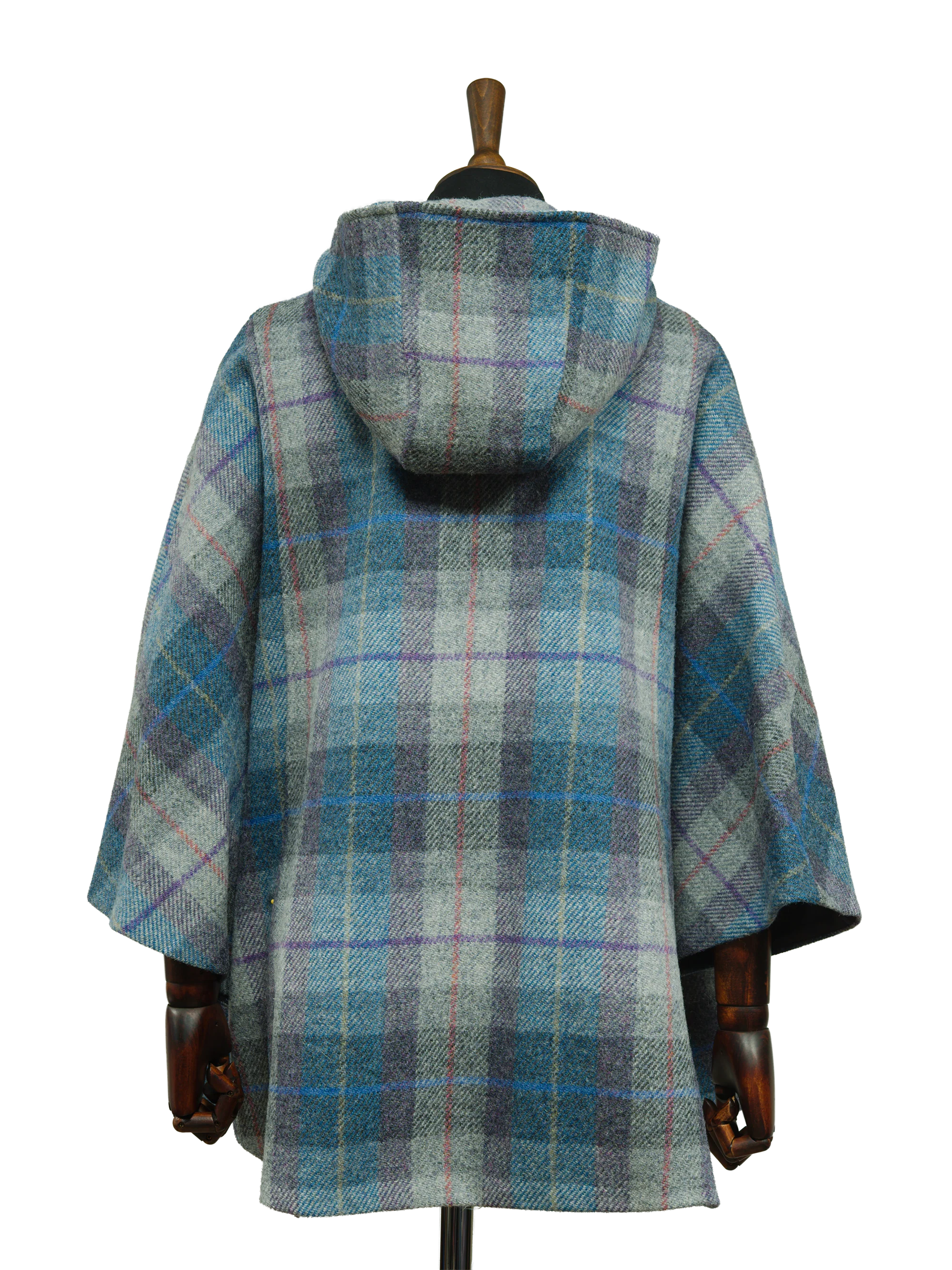 Harris Tweed Ladies Hooded Cape - Lavender Check - Image 5