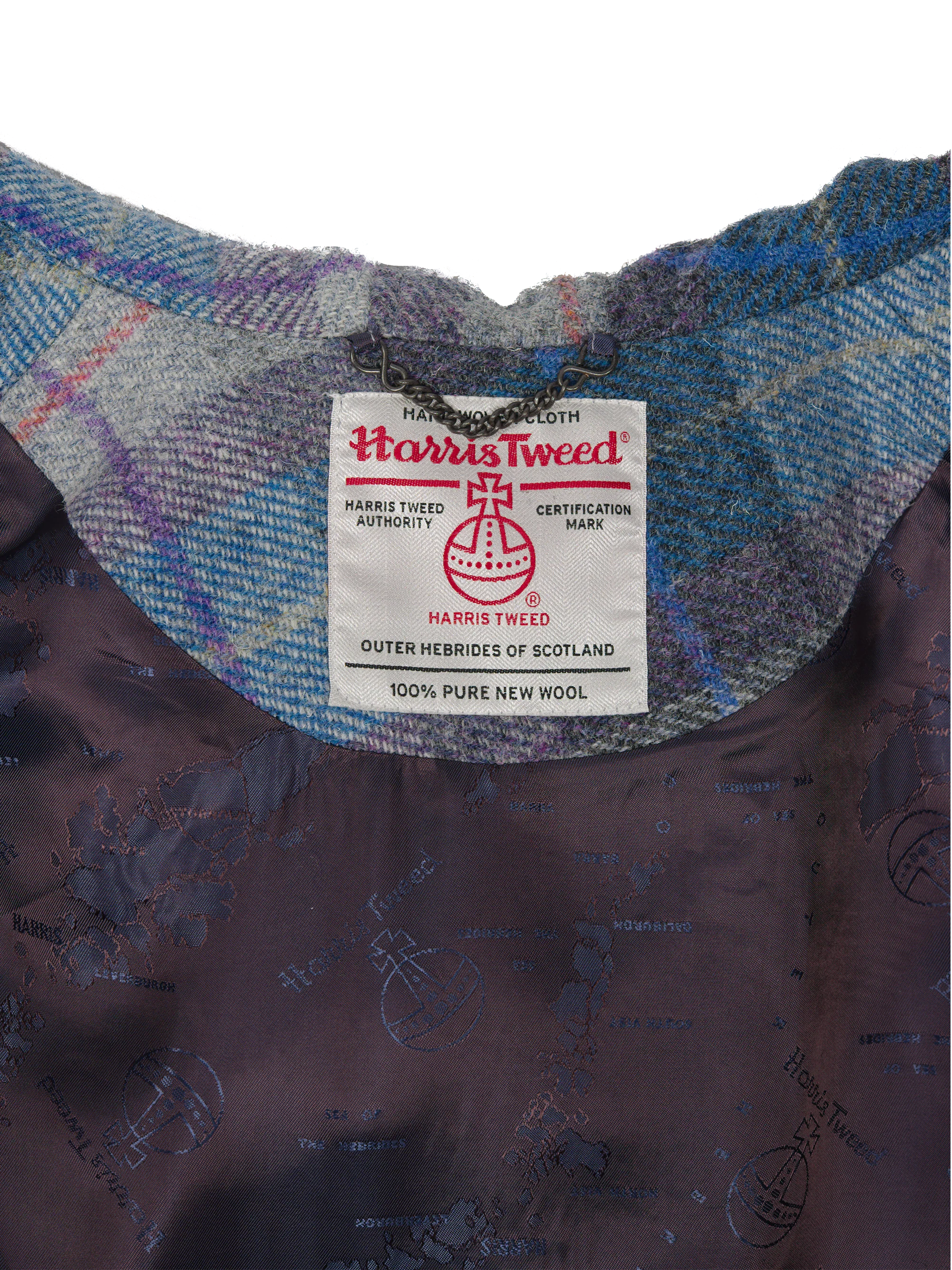 Harris Tweed Ladies Hooded Cape - Lavender Check - Image 7