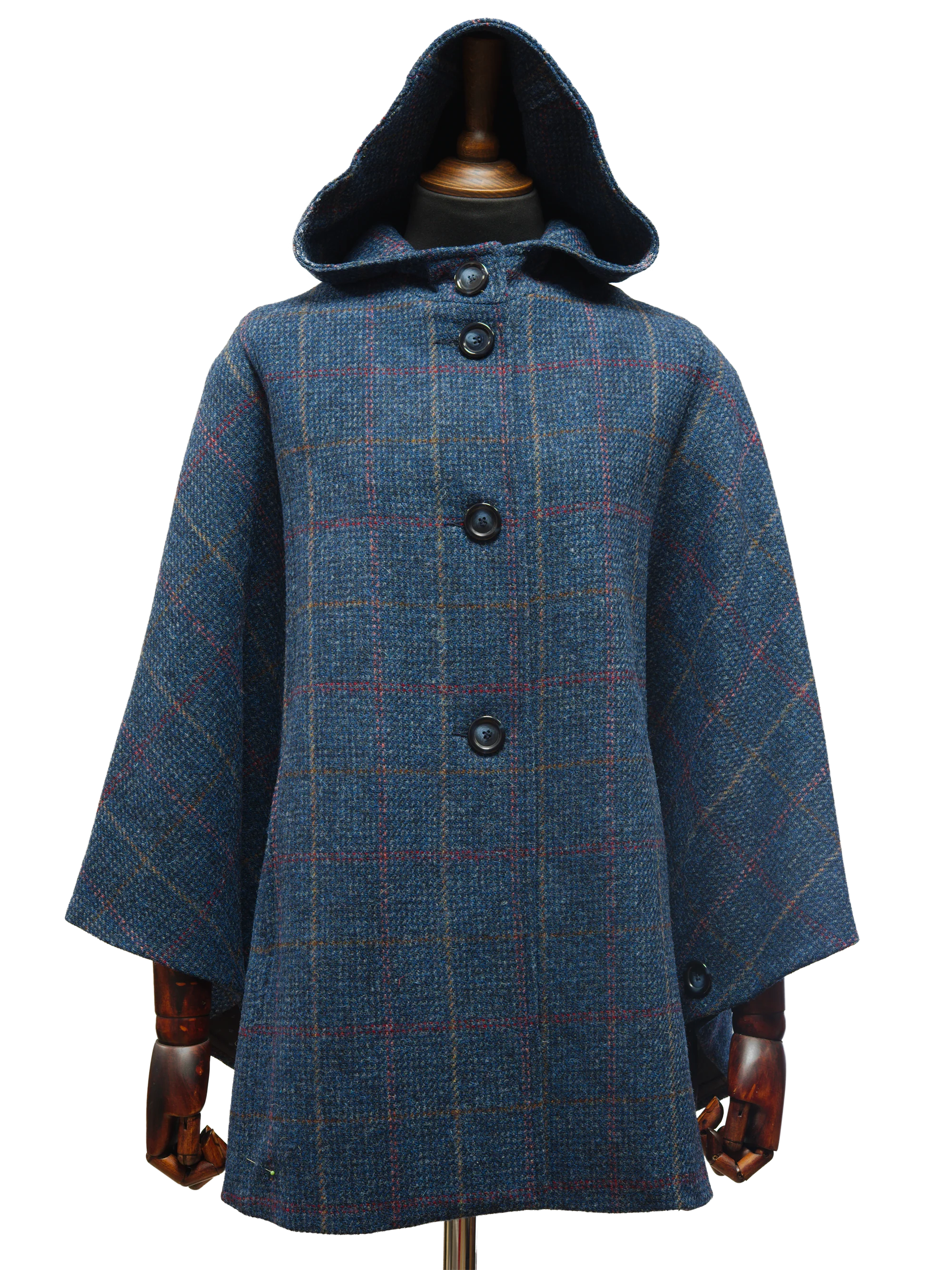 Harris Tweed Ladies Hooded Cape - Ocean