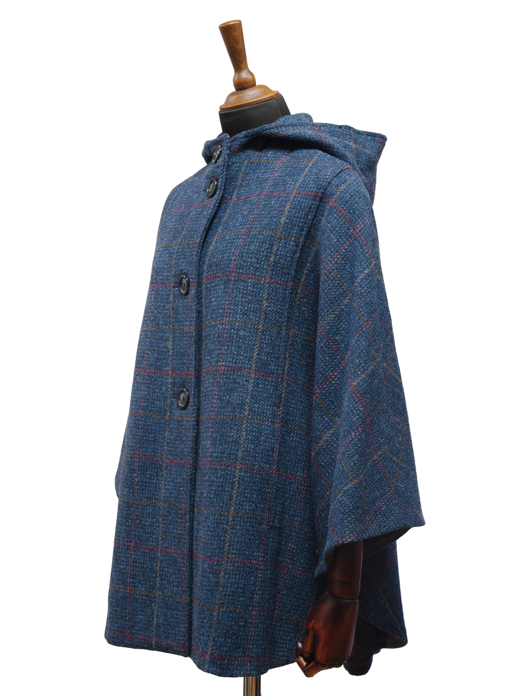 Harris Tweed Ladies Hooded Cape - Ocean - Image 3