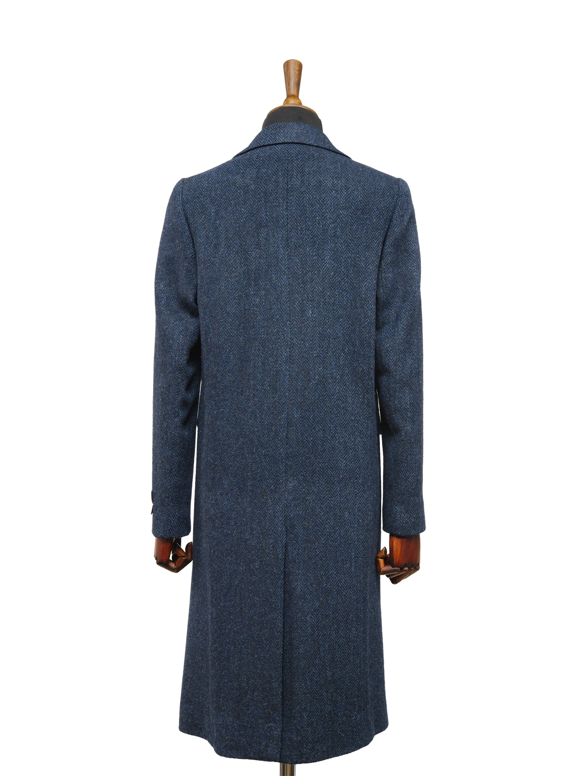 Harris Tweed Ladies Mabel Long Coat - Navy Herringbone - Image 4