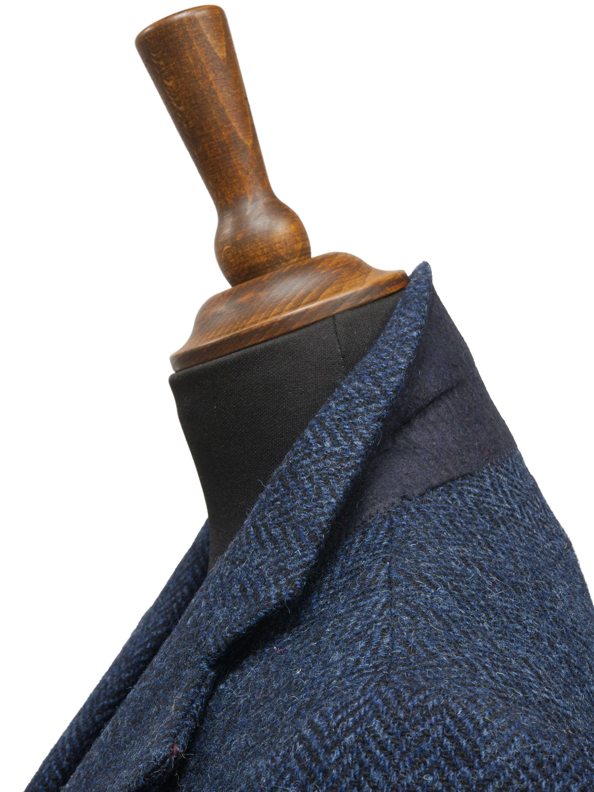 Harris Tweed Ladies Mabel Long Coat - Navy Herringbone - Image 5