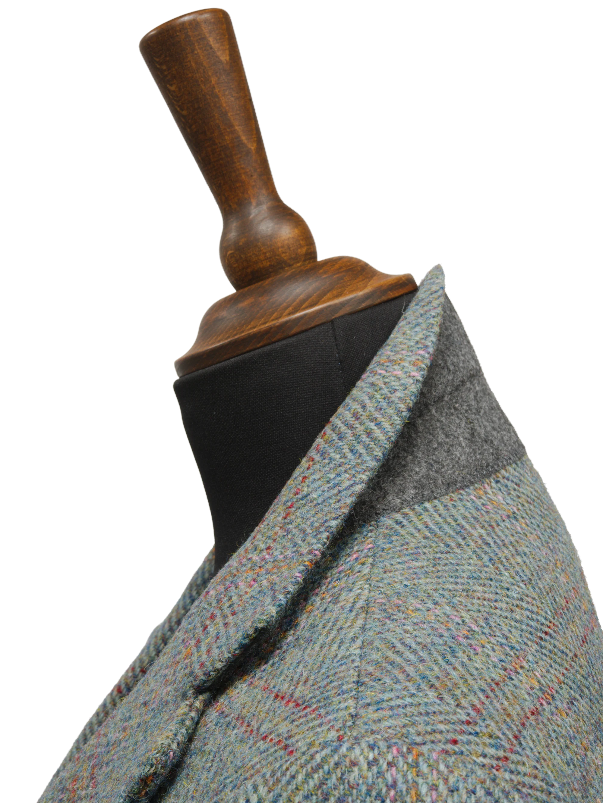 Harris Tweed Ladies Mabel Long Coat - Teal Check - Image 5