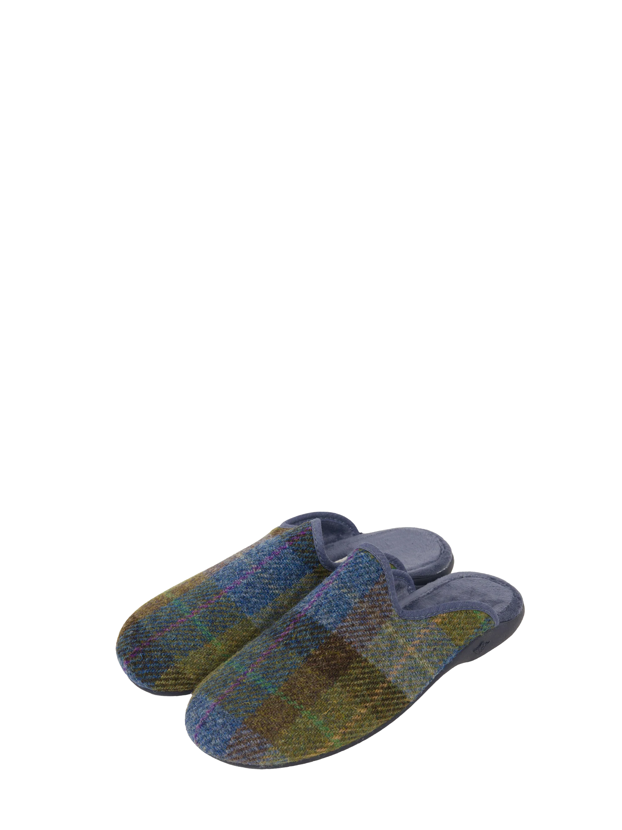 Harris Tweed Ladies Slippers - Denim Sage