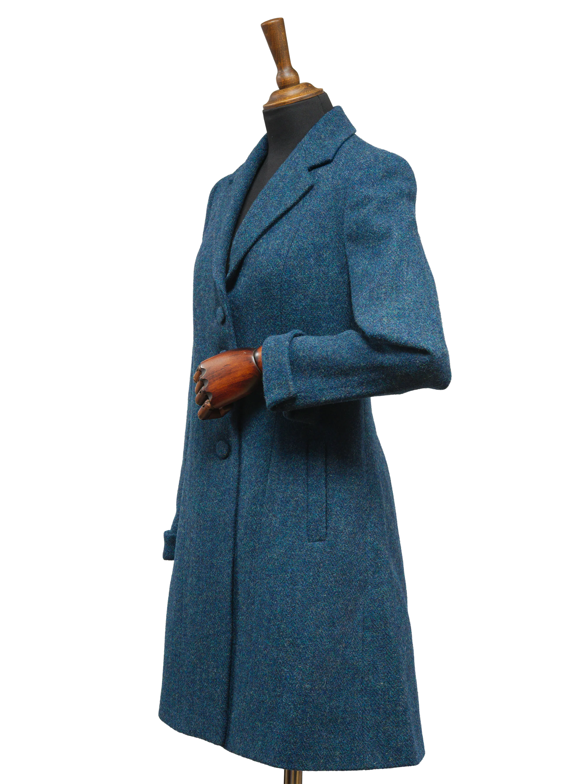 Harris Tweed Ladies Tara Coat Blue - Mix Herringbone - Image 3