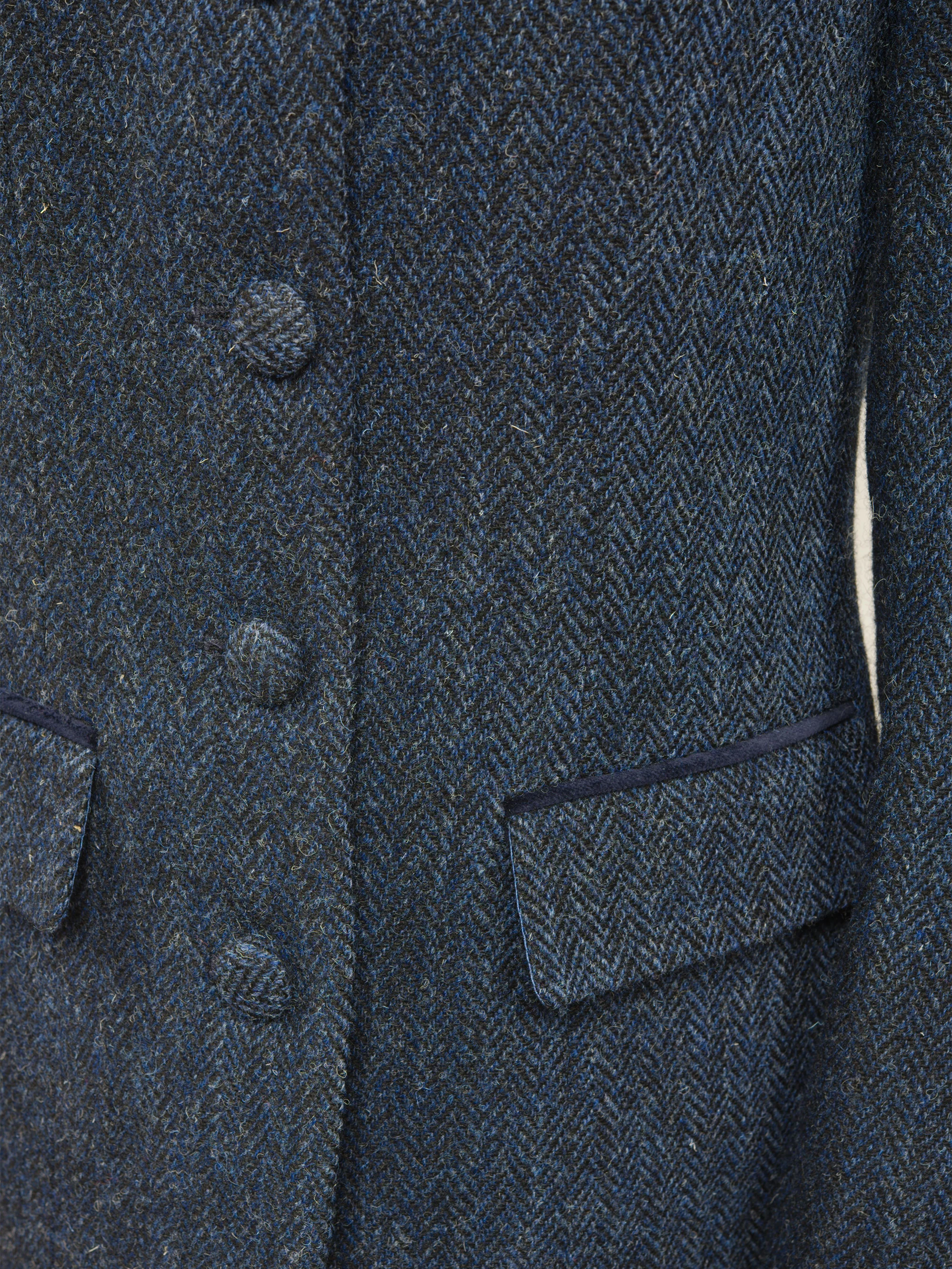 Harris Tweed Lucy Coat - Navy Herringbone - Image 4