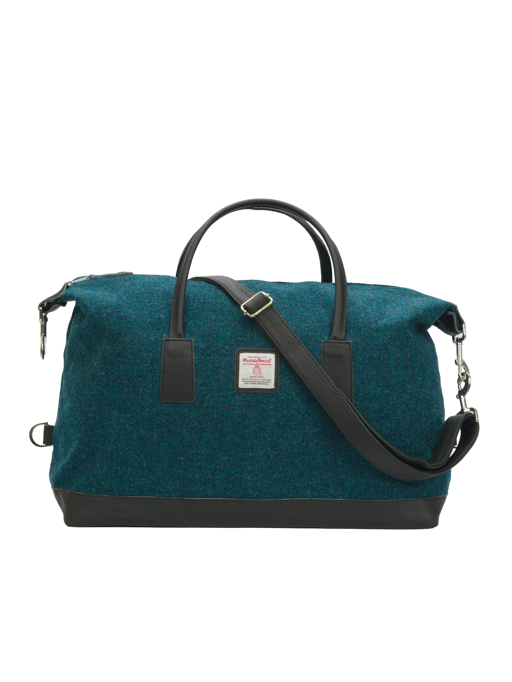 Harris Tweed Luggage Bag - 334 (Black Leather)