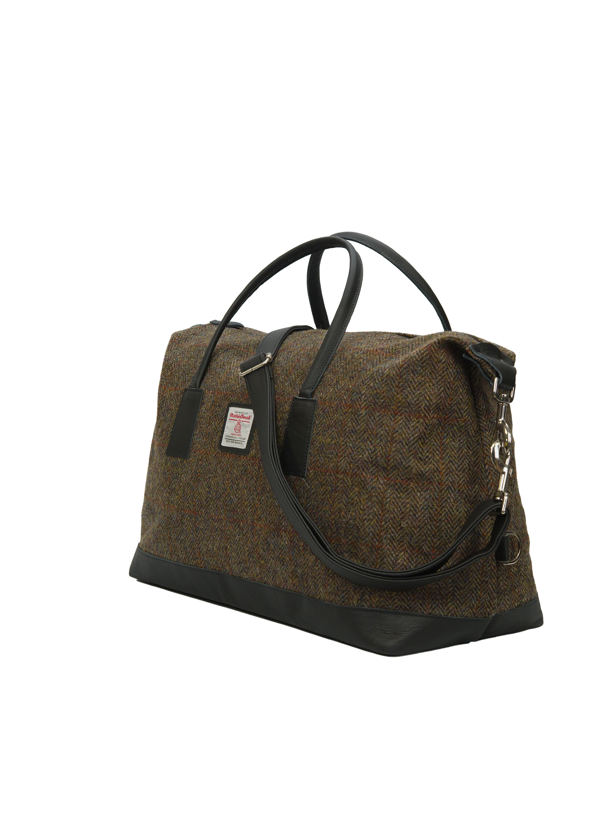 Harris Tweed Luggage Bag - HB40 (Black Leather) - Image 2