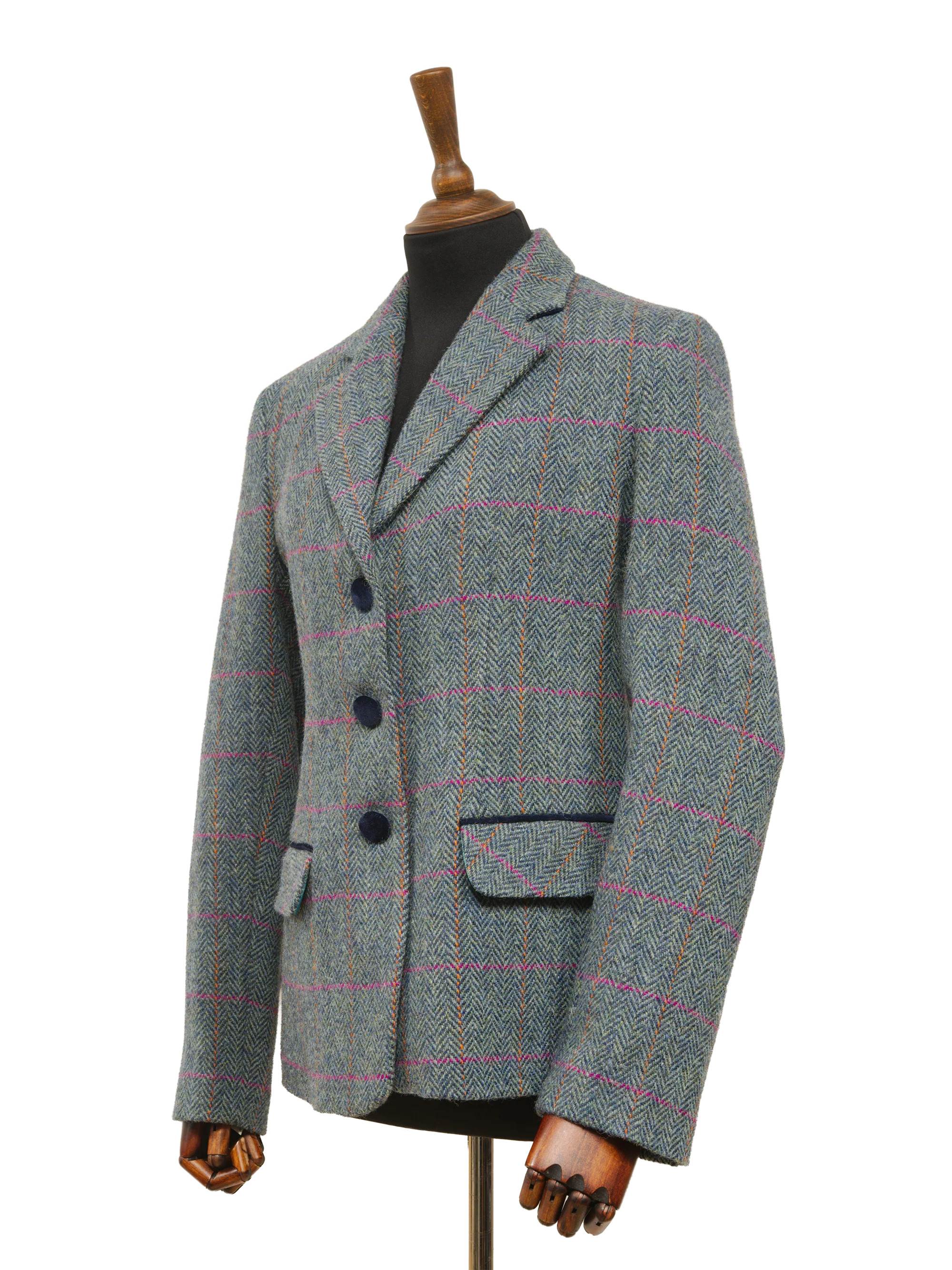 Harris Tweed Melanie Jacket - Turquoise Herringbone - Image 2