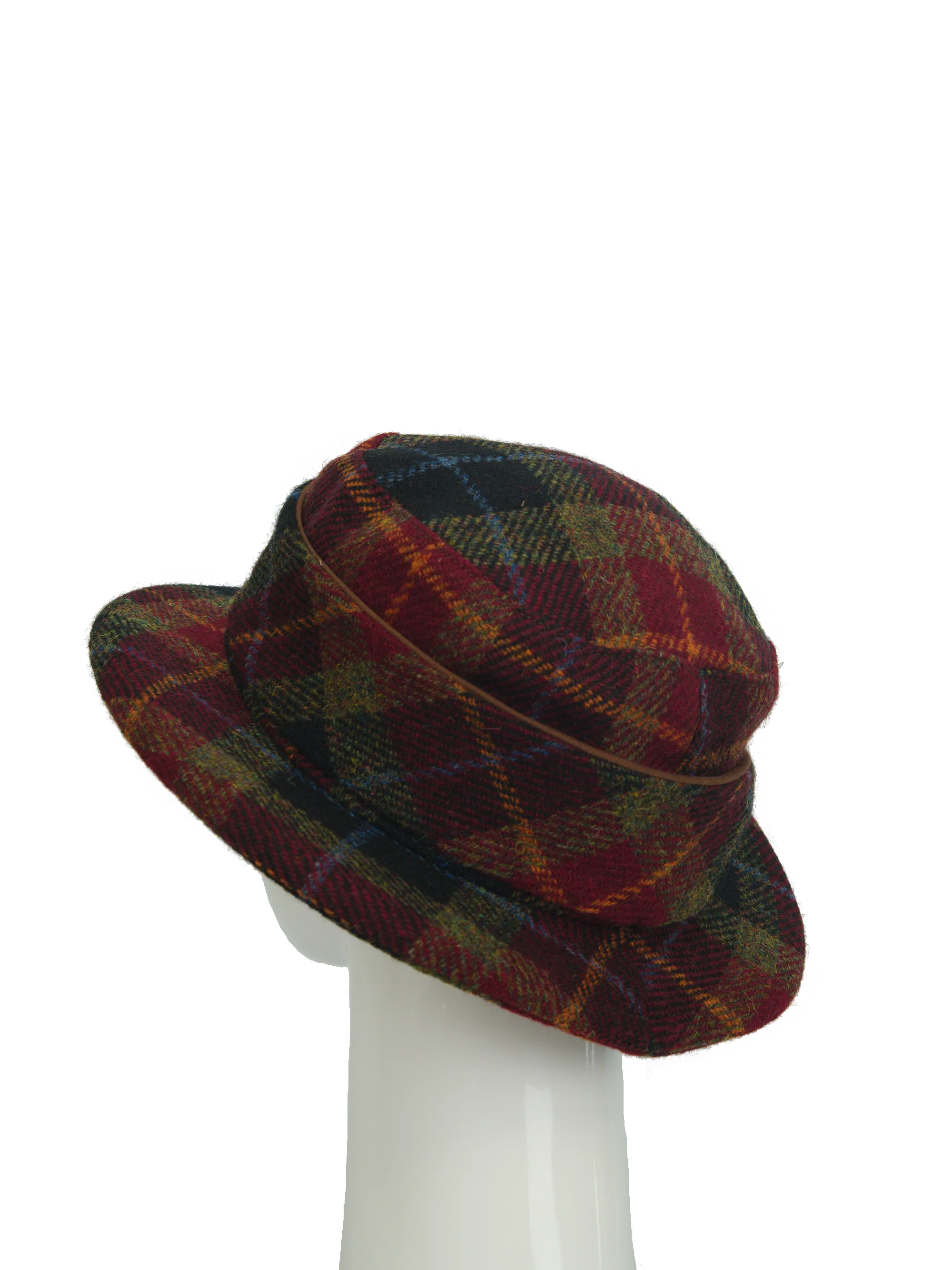 Harris Tweed Melrose Brimmed Hat Green/Rust Check(HH) - Image 5