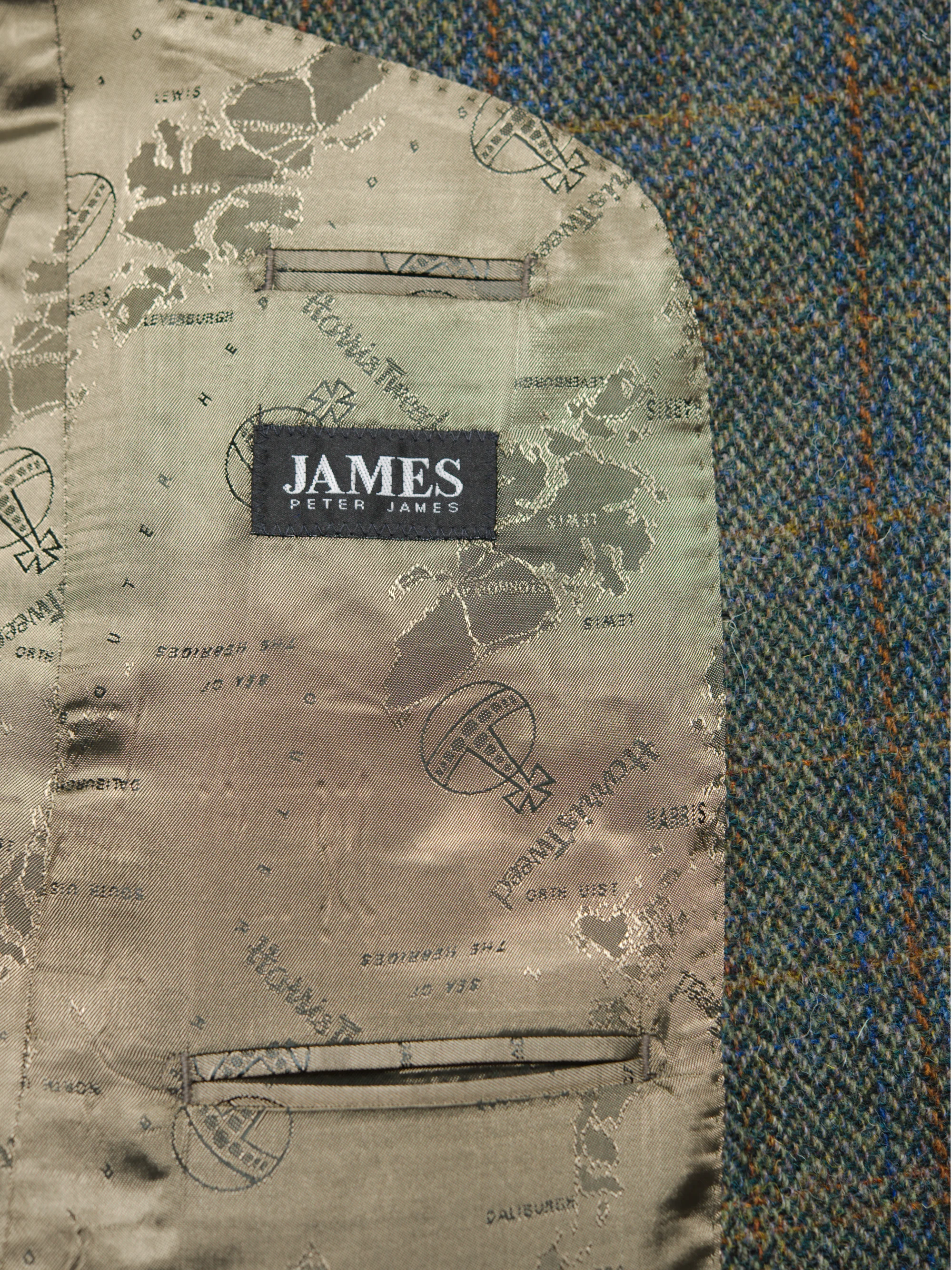 Harris Tweed Mens Jacket - Green Herringbone With Overcheck - Image 4