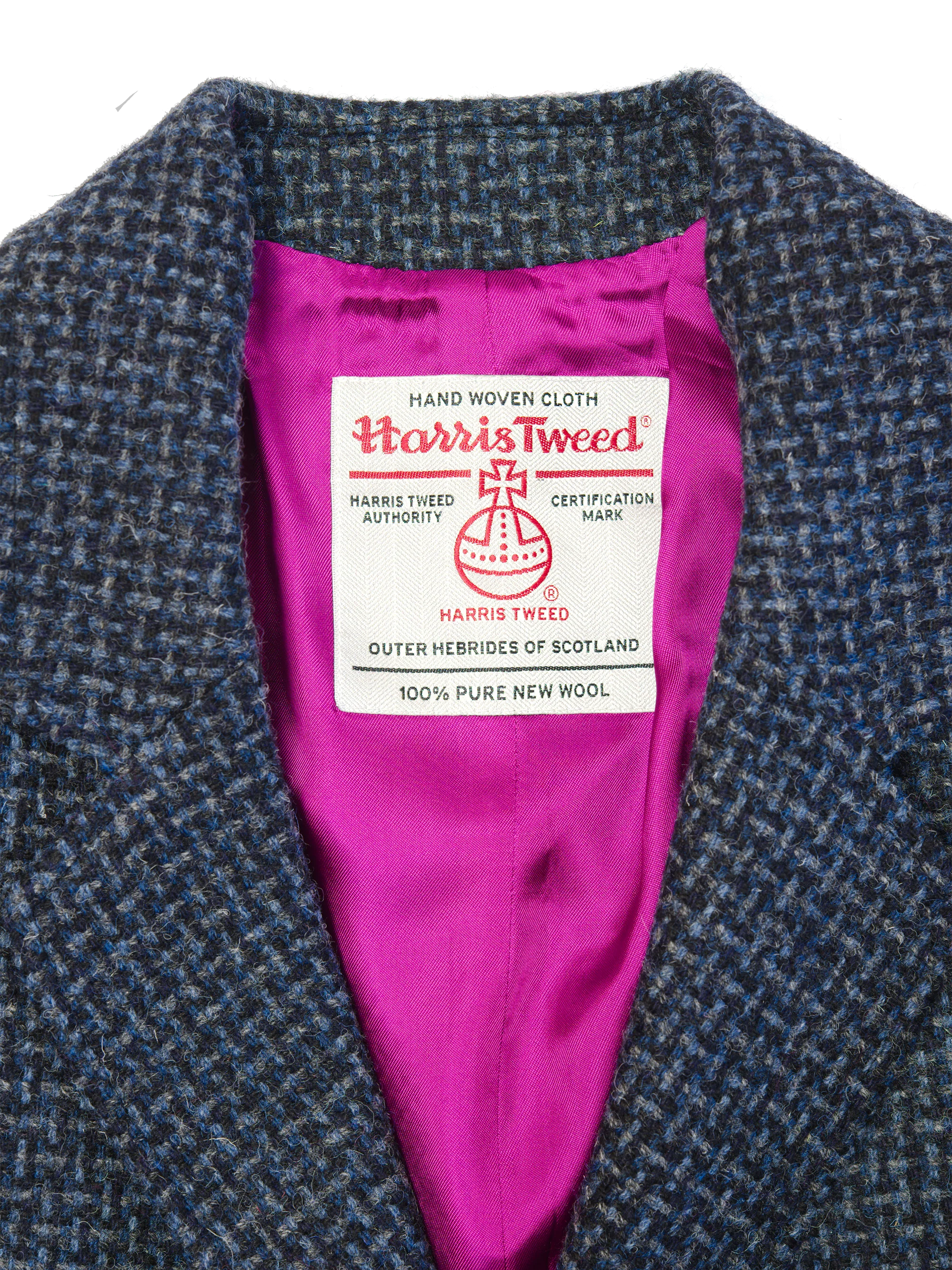 Harris Tweed Millie Jacket - Navy Mix Basket Weave Check - Image 2