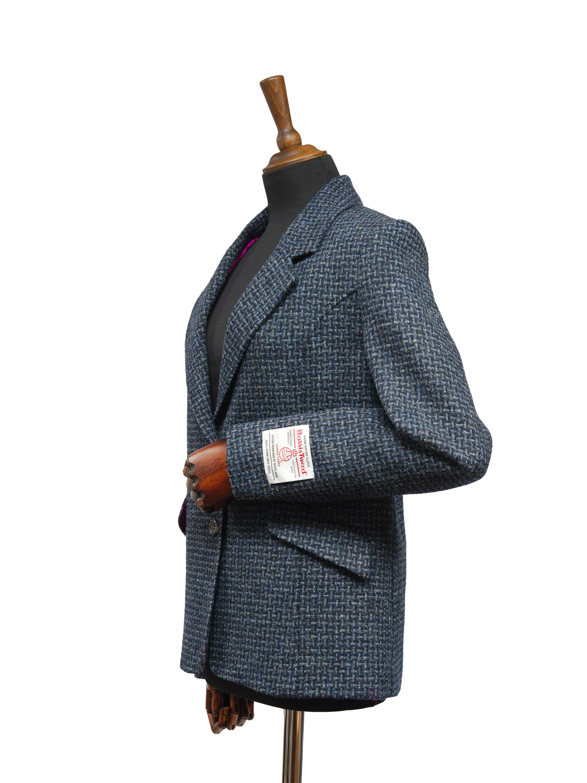 Harris Tweed Millie Jacket - Navy Mix Basket Weave Check - Image 3