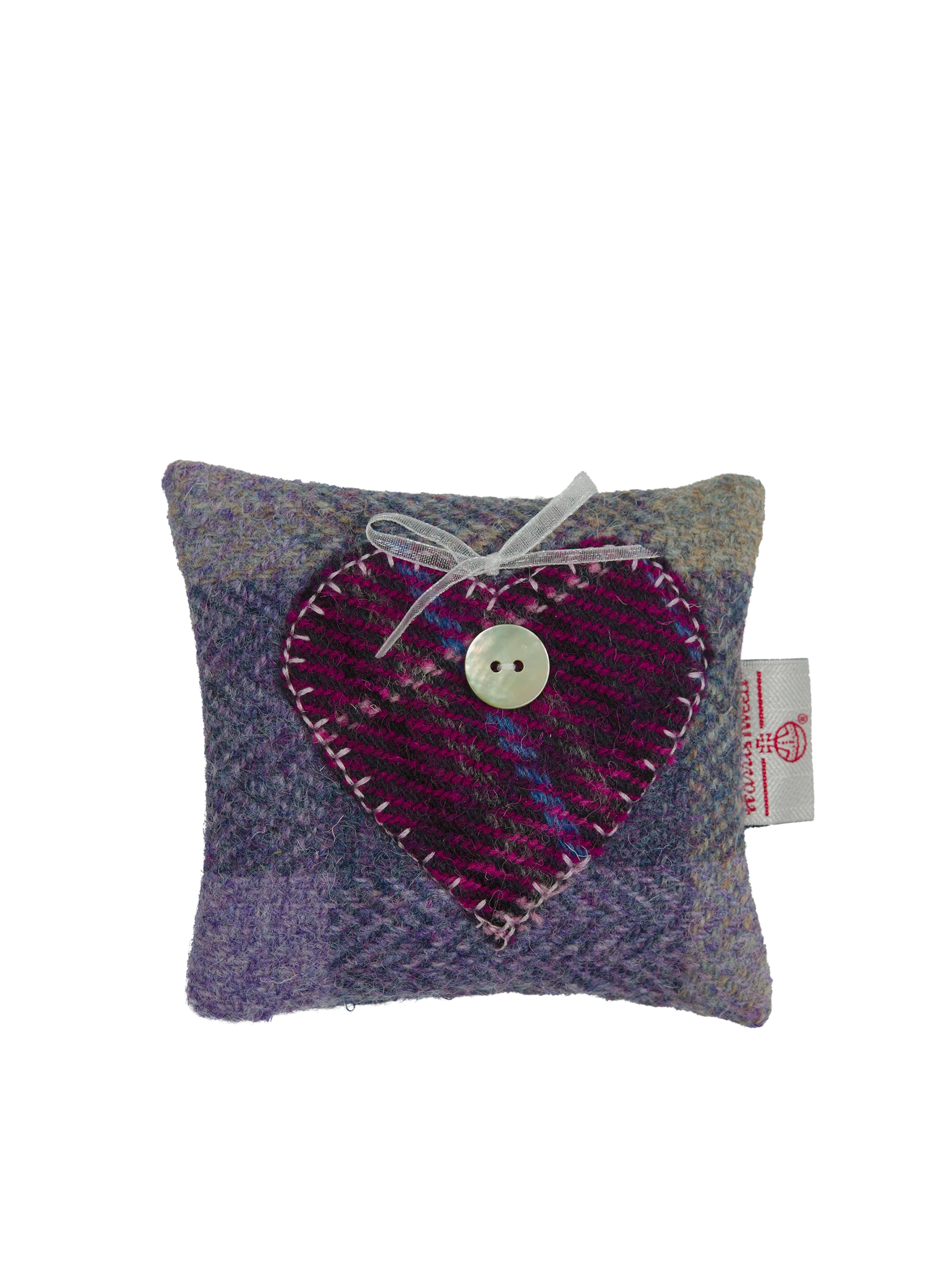 Harris Tweed Scented Drawer Sachet - HB156/Purple Check (Heart)