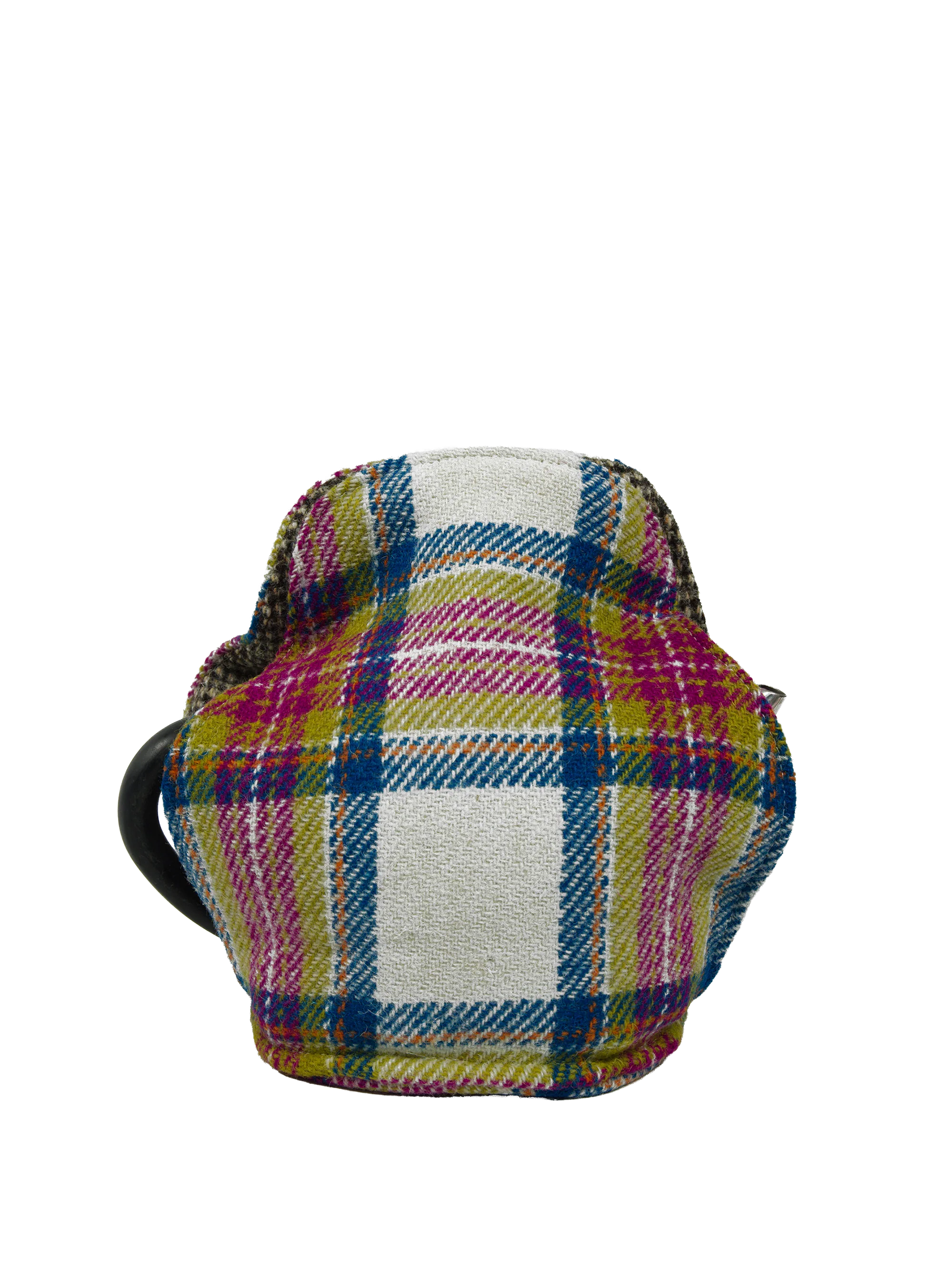 Harris Tweed Tea Cosy - Pink Turquoise Check Scottie Dog - Image 3