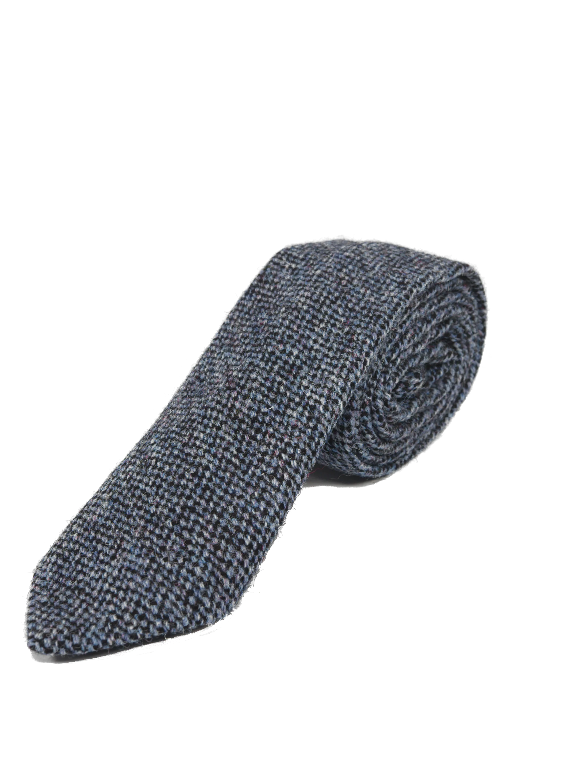 Harris Tweed Tie - Blue Barleycorn - Image 3