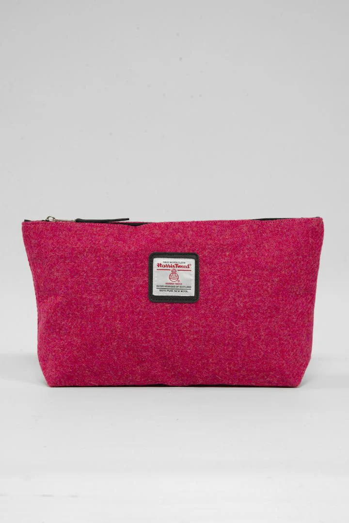 Harris Tweed Toiletries Bag - 349 (Black Leather)