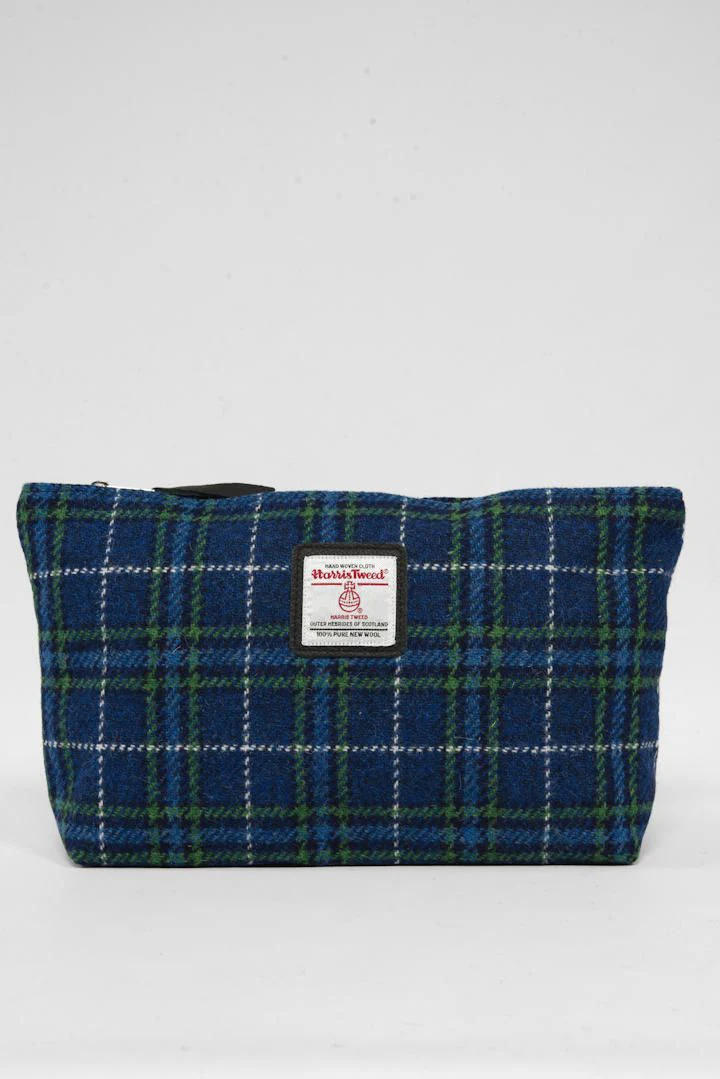 Harris Tweed Toiletries Bag - A0169 Black Leather