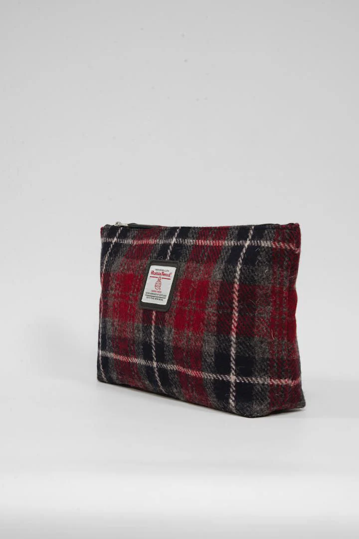 Harris Tweed Toiletries Bag - A0214 Black Leather - Image 2