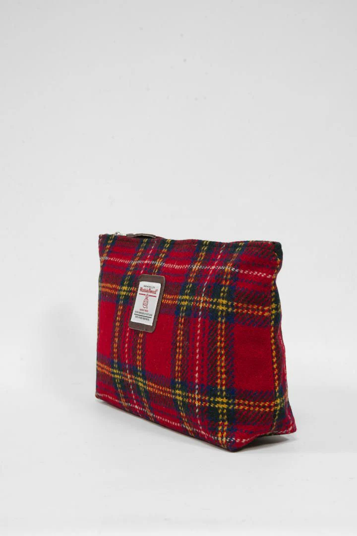 Harris Tweed Toiletries Bag - A0217 Brown Leather - Image 2