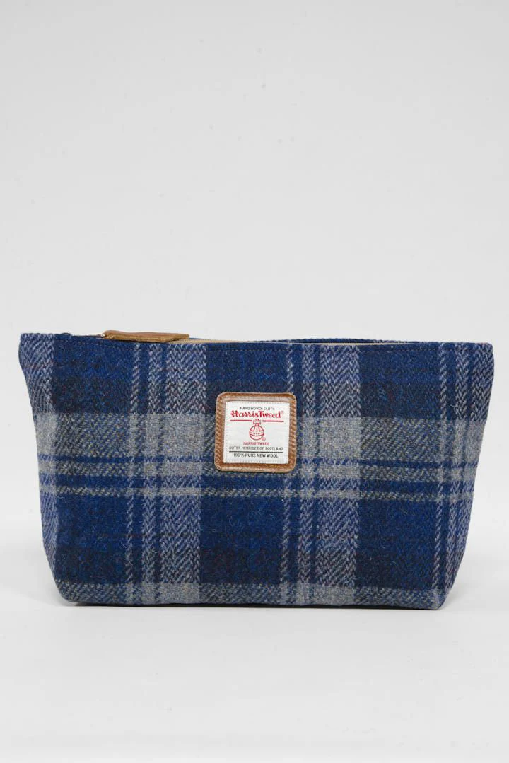 Harris Tweed Toiletries Bag - A0237 (Tan Leather)