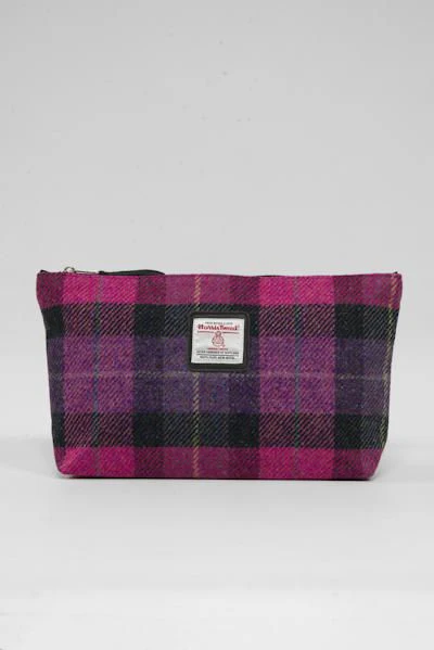 Harris Tweed Toiletries Bag - A0257 Black Leather