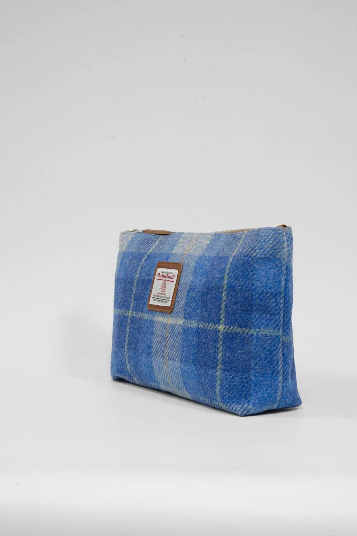 Harris Tweed Toiletries Bag - A069 Tan Leather - Image 2