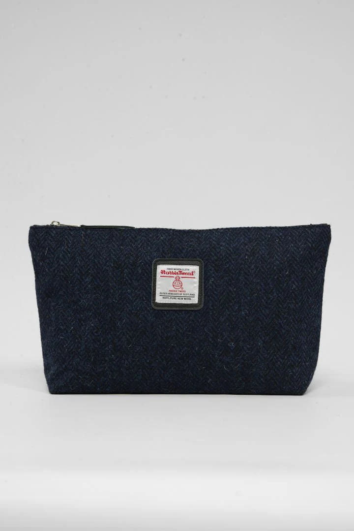 Harris Tweed Toiletries Bag - HB104 Black Leather