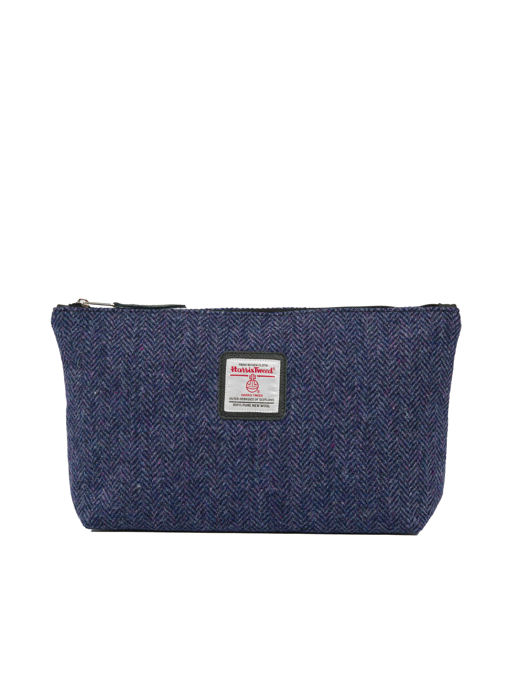 Harris Tweed Toiletries Bag - HB105 (Black Leather)