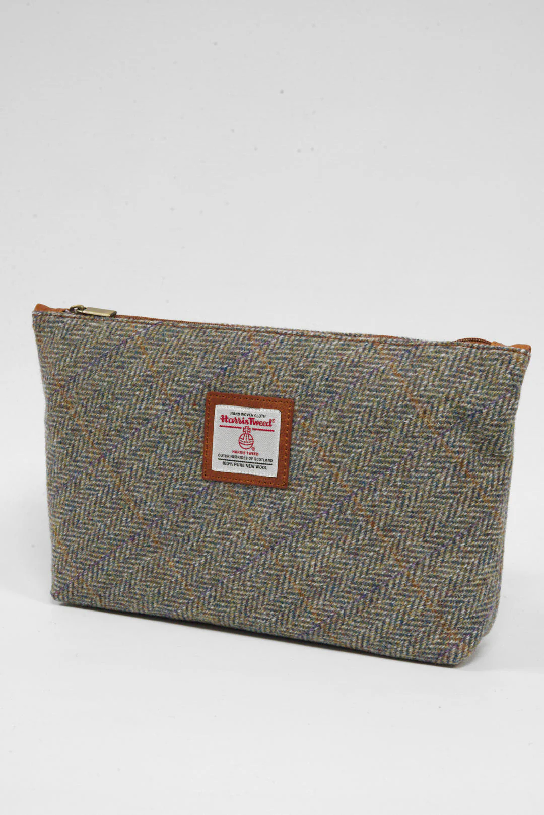Harris Tweed Toiletries Bag - HB107(C) Tan Leather - Image 2