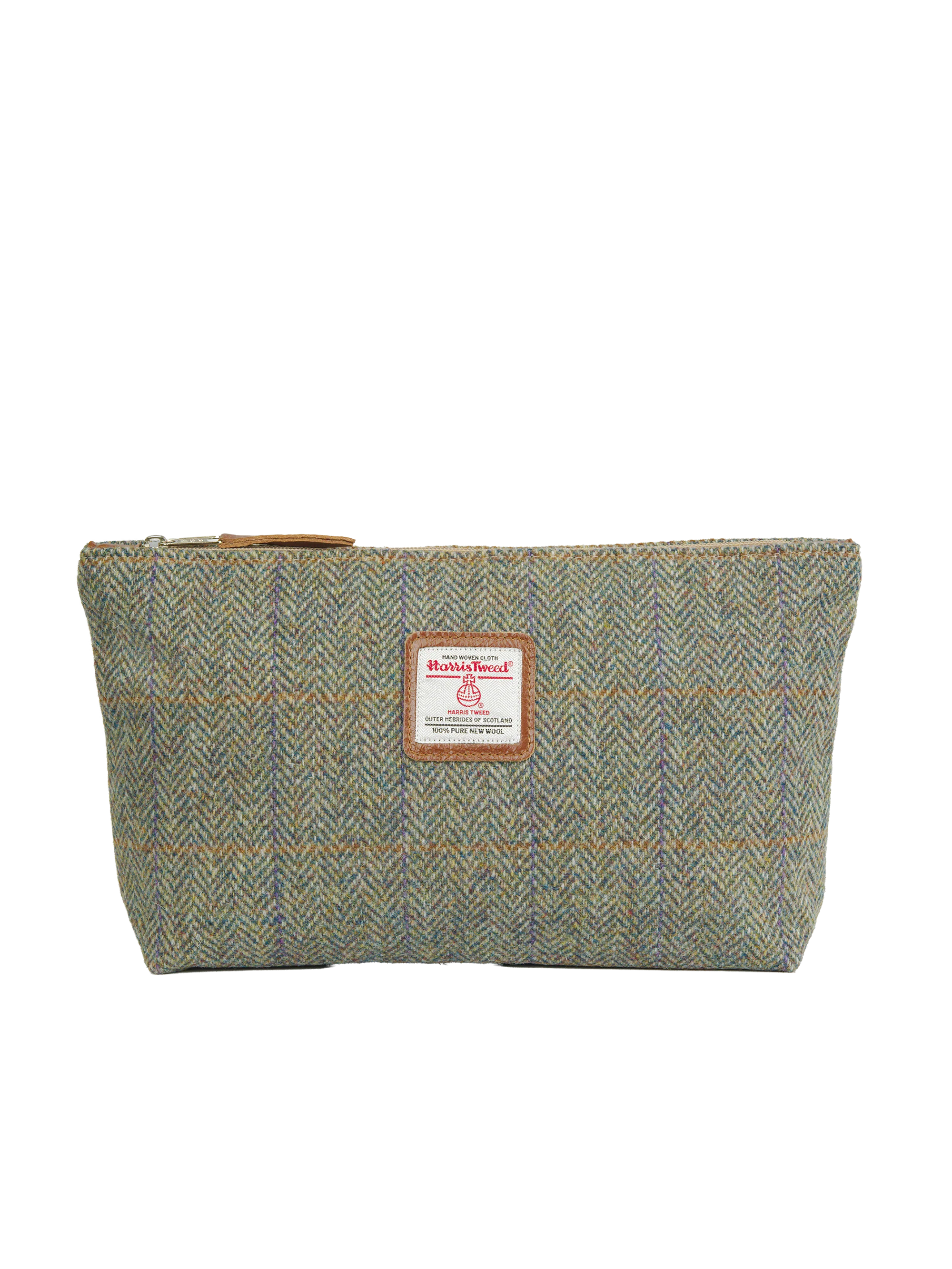 Harris Tweed Toiletries Bag - HB107 (Tan Leather)