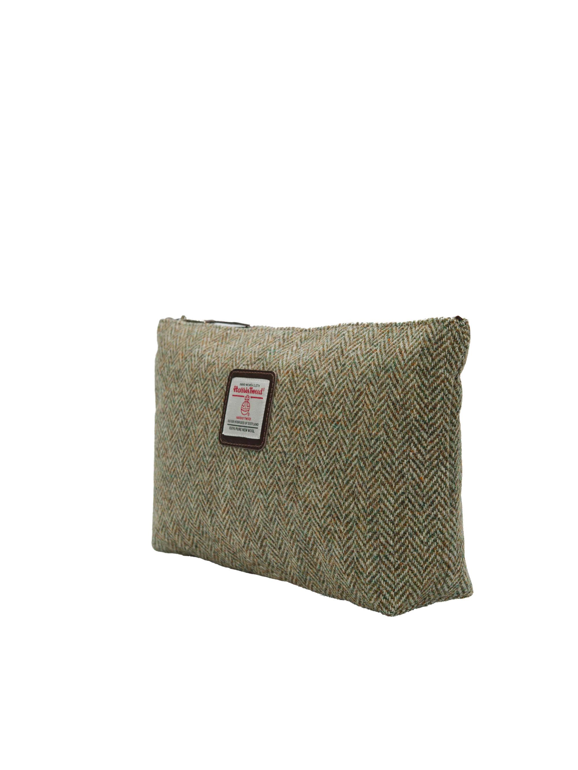 Harris Tweed Toiletries Bag - HB52 (Brown Leather) - Image 2
