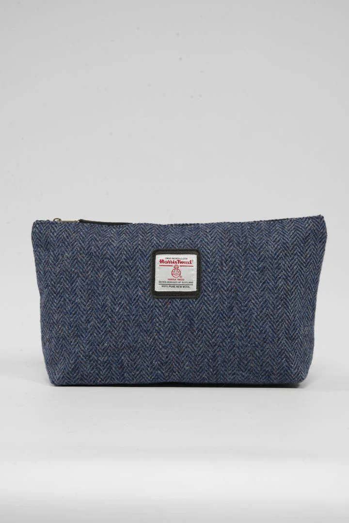 Harris Tweed Toiletries Bag - HB81 Black Leather