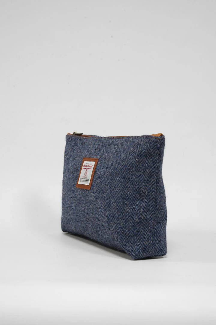 Harris Tweed Toiletries Bag - HB81 (Tan Leather) - Image 2