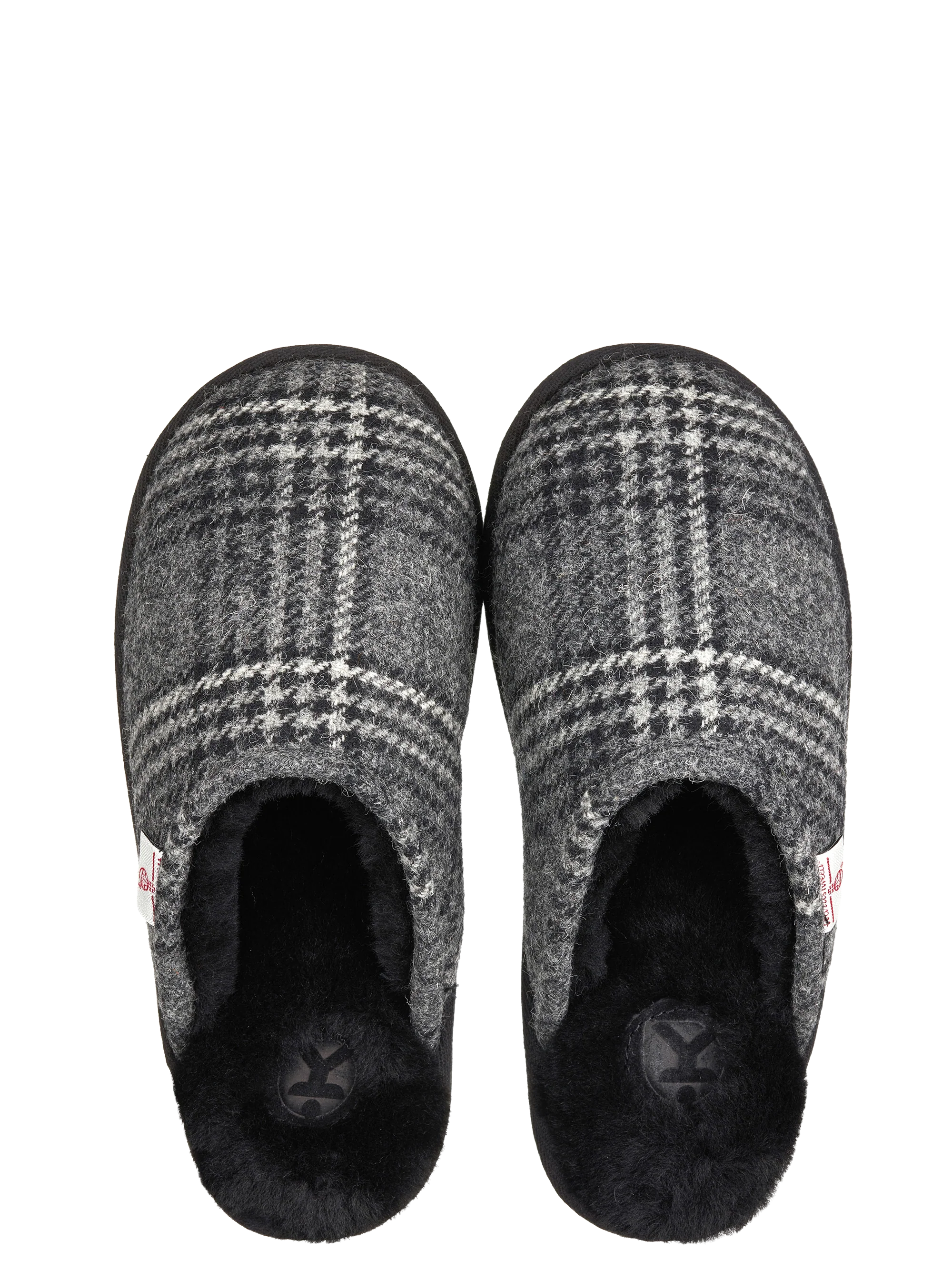 Harris Tweed William Slippers - Grey/Black Tartan Check - Image 2
