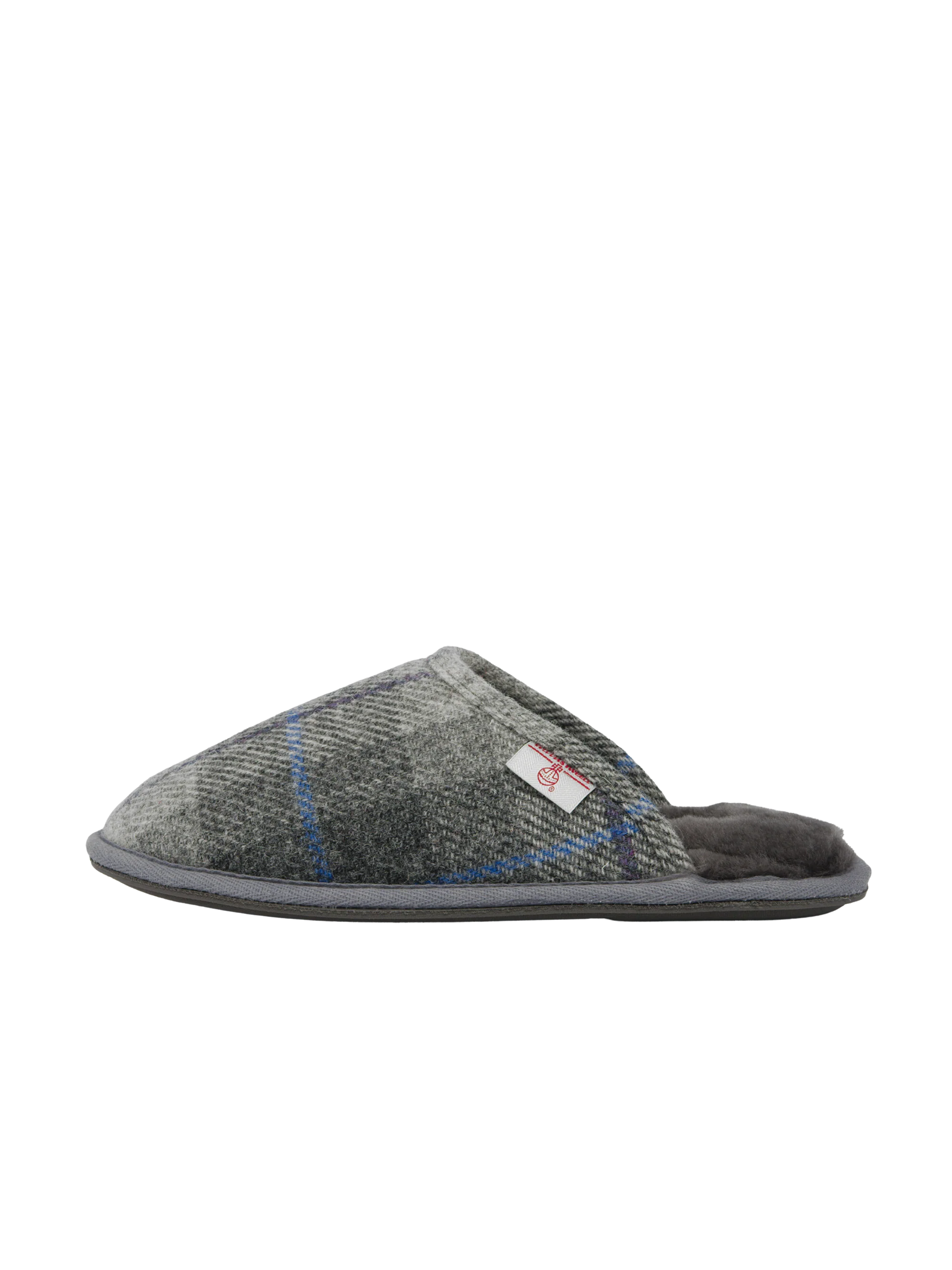 Harris Tweed William Slippers - Grey/Charcoal Check (Grey) - Image 2