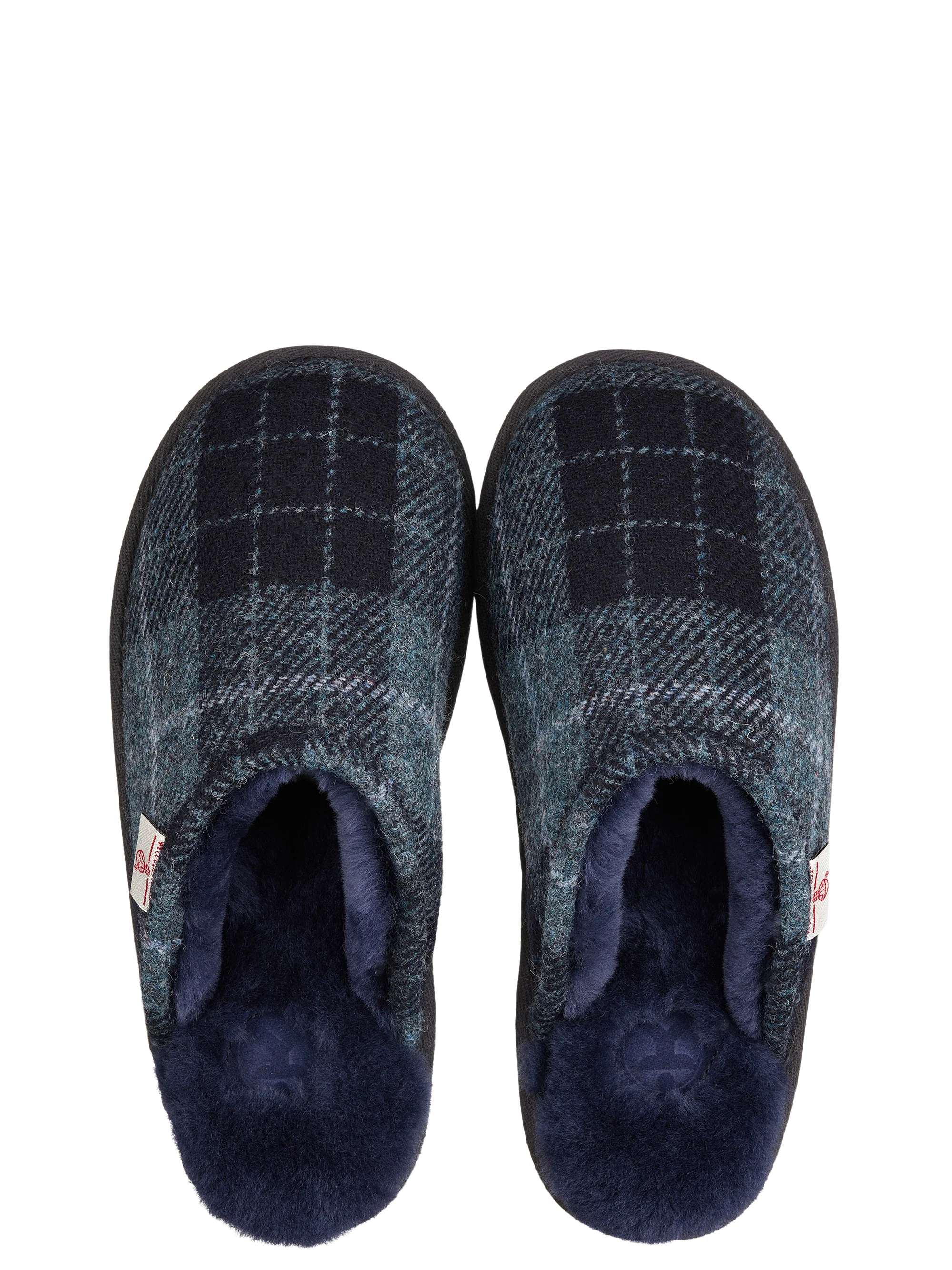 Harris Tweed William Slippers - Navy/Denim Tartan Check - Image 2