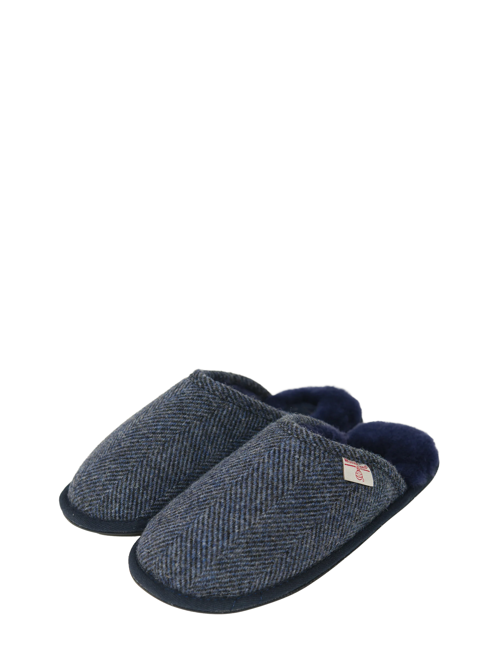 Harris Tweed William Slippers - Navy Herringbone