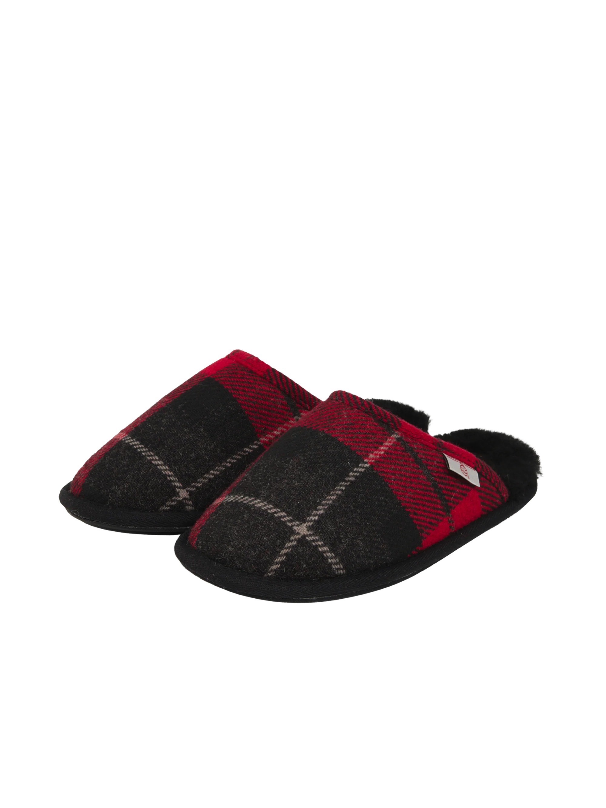 Harris Tweed William Slippers - Red/Black Check