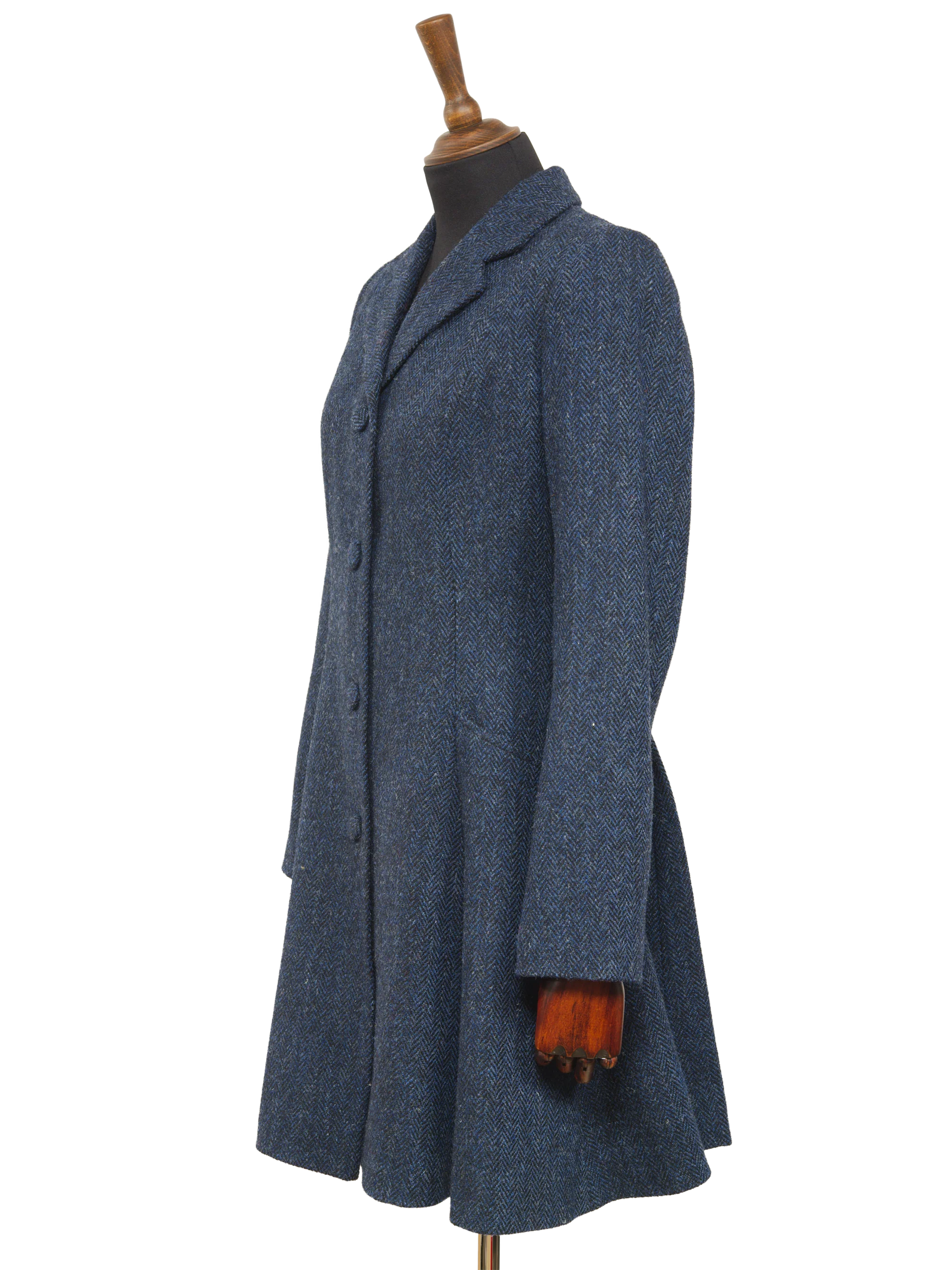 Harris Tweed Zoe Coat - Navy Herringbone - Image 2